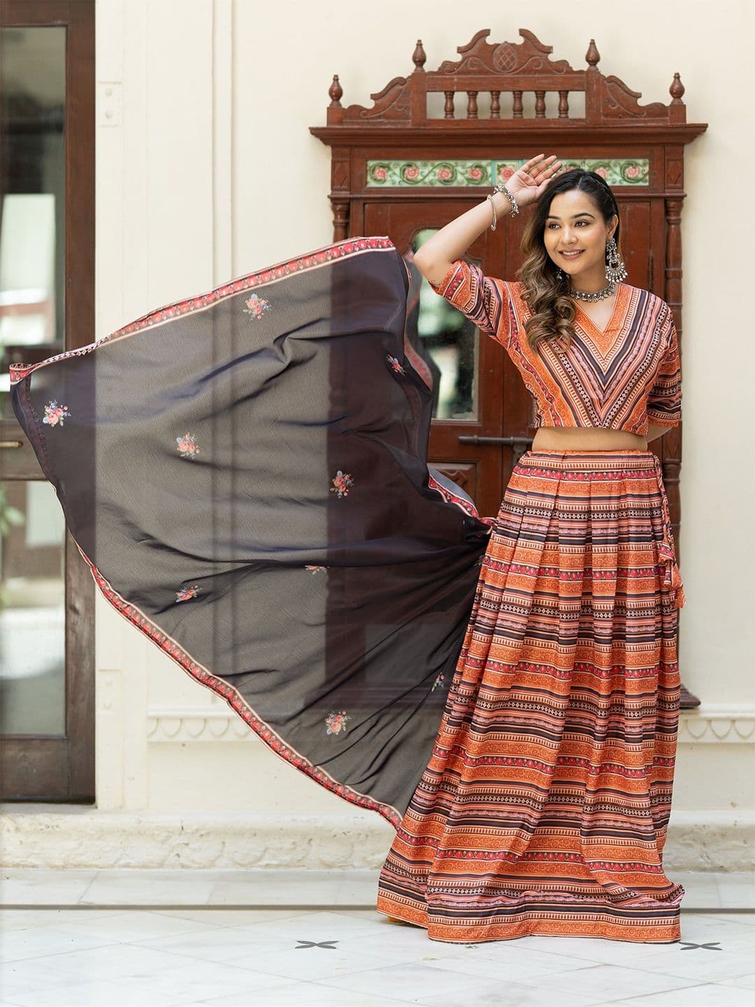TASRIKA Printed Semi-Stitched Lehenga & Unstitched Blouse With Dupatta - view 1
