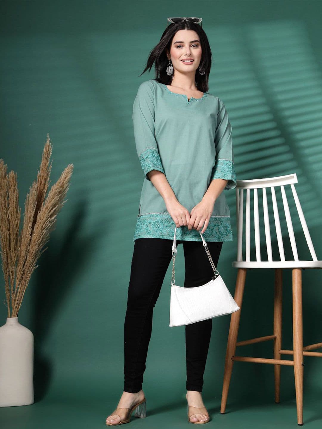 Sangria Embroidered Cotton Top - view 1