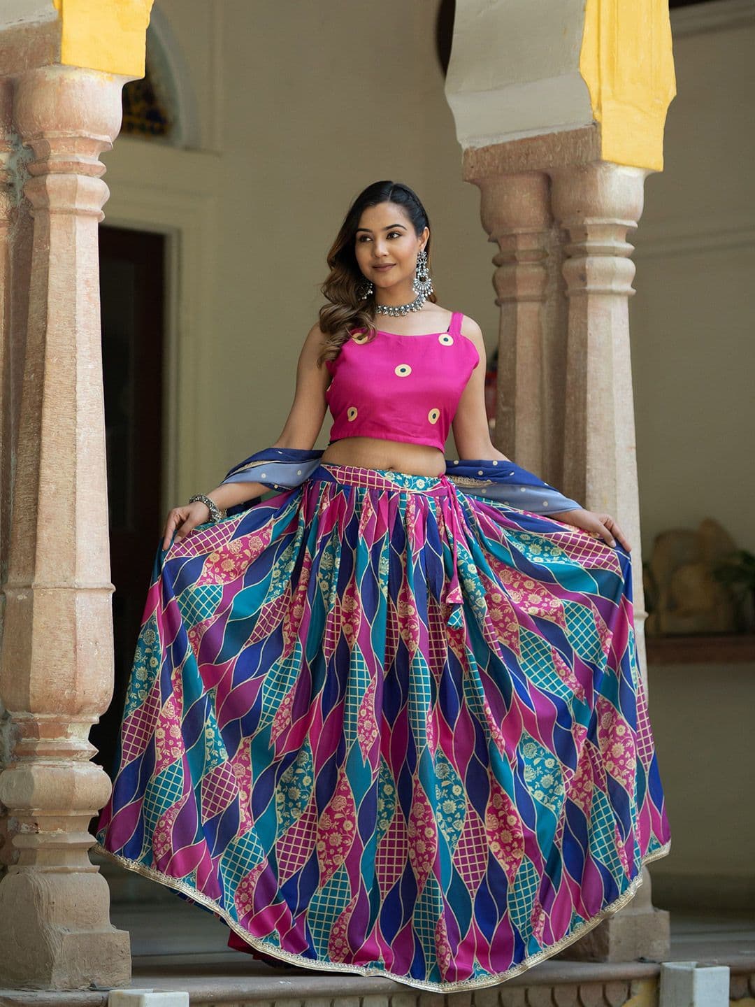 TASRIKA Printed Semi-Stitched Lehenga & Unstitched Blouse With Dupatta - view 1