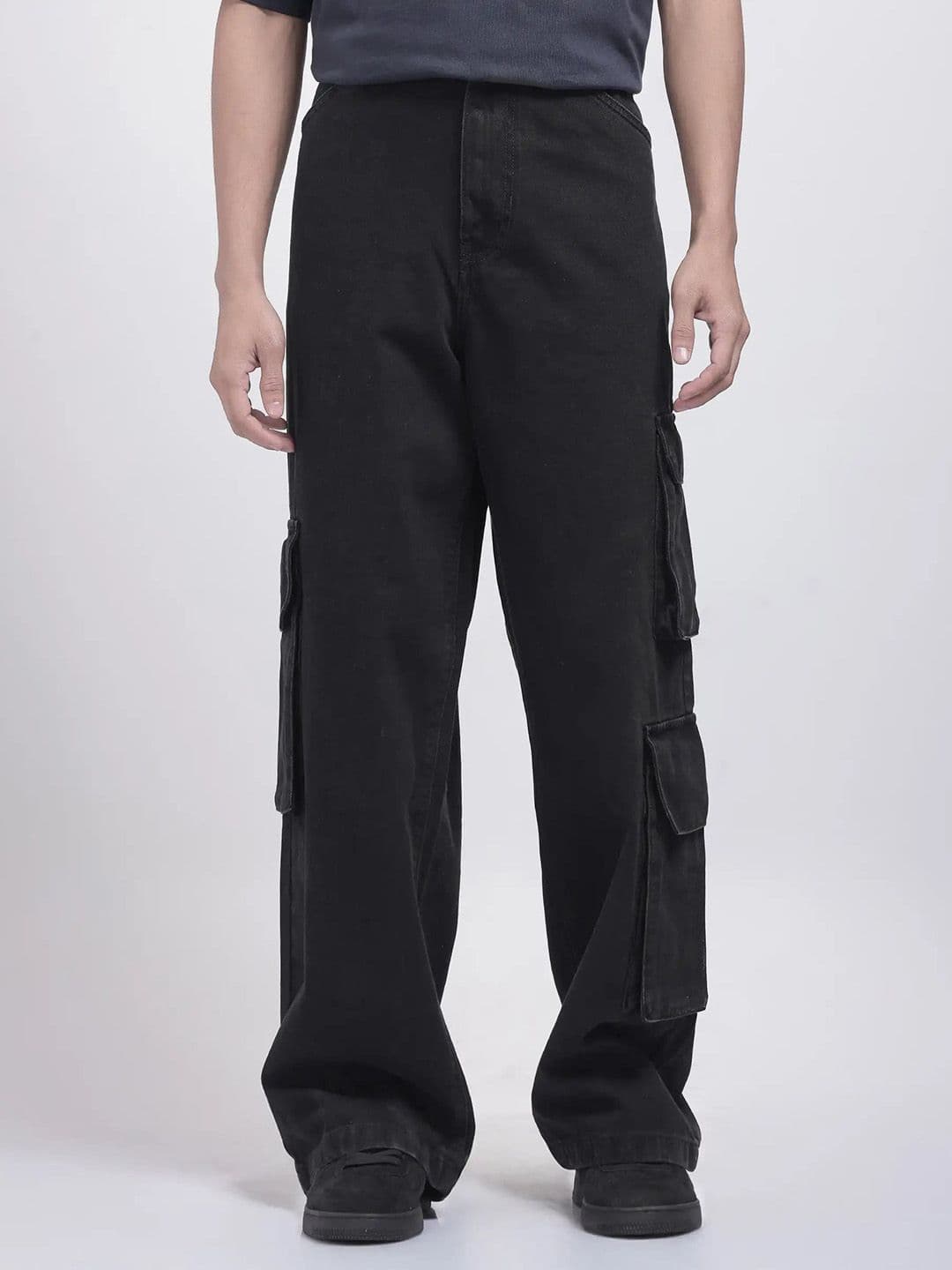 RARE RABBIT Men Comfort Primary Black Baggy Stretchable Jeans - view 1