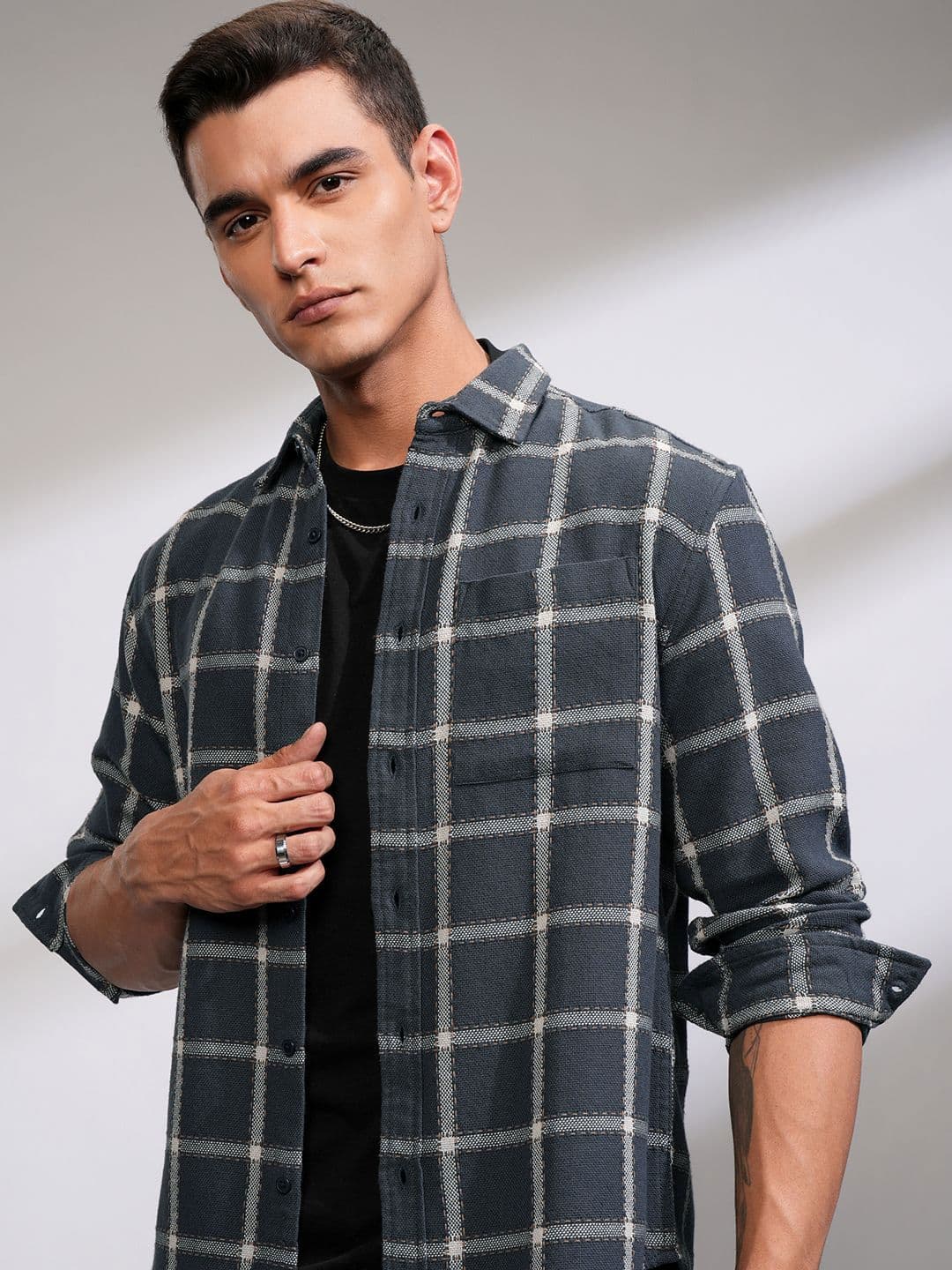 HIGHLANDER Men Opaque Checked Casual Relaxed Fit Shirt - view 1