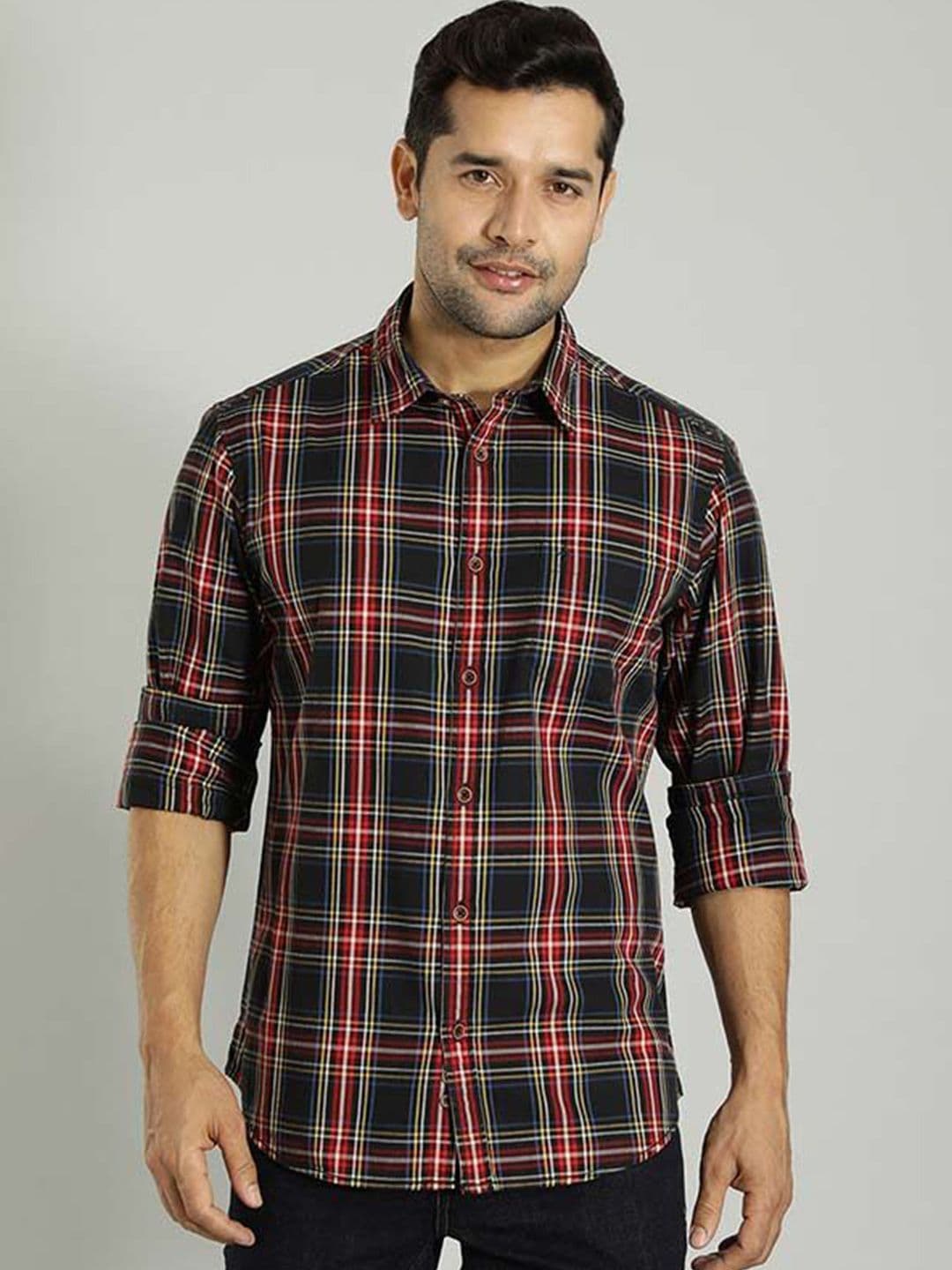 Indian Terrain Men Slim Fit Tartan Checks Opaque Checked Casual Shirt - view 1