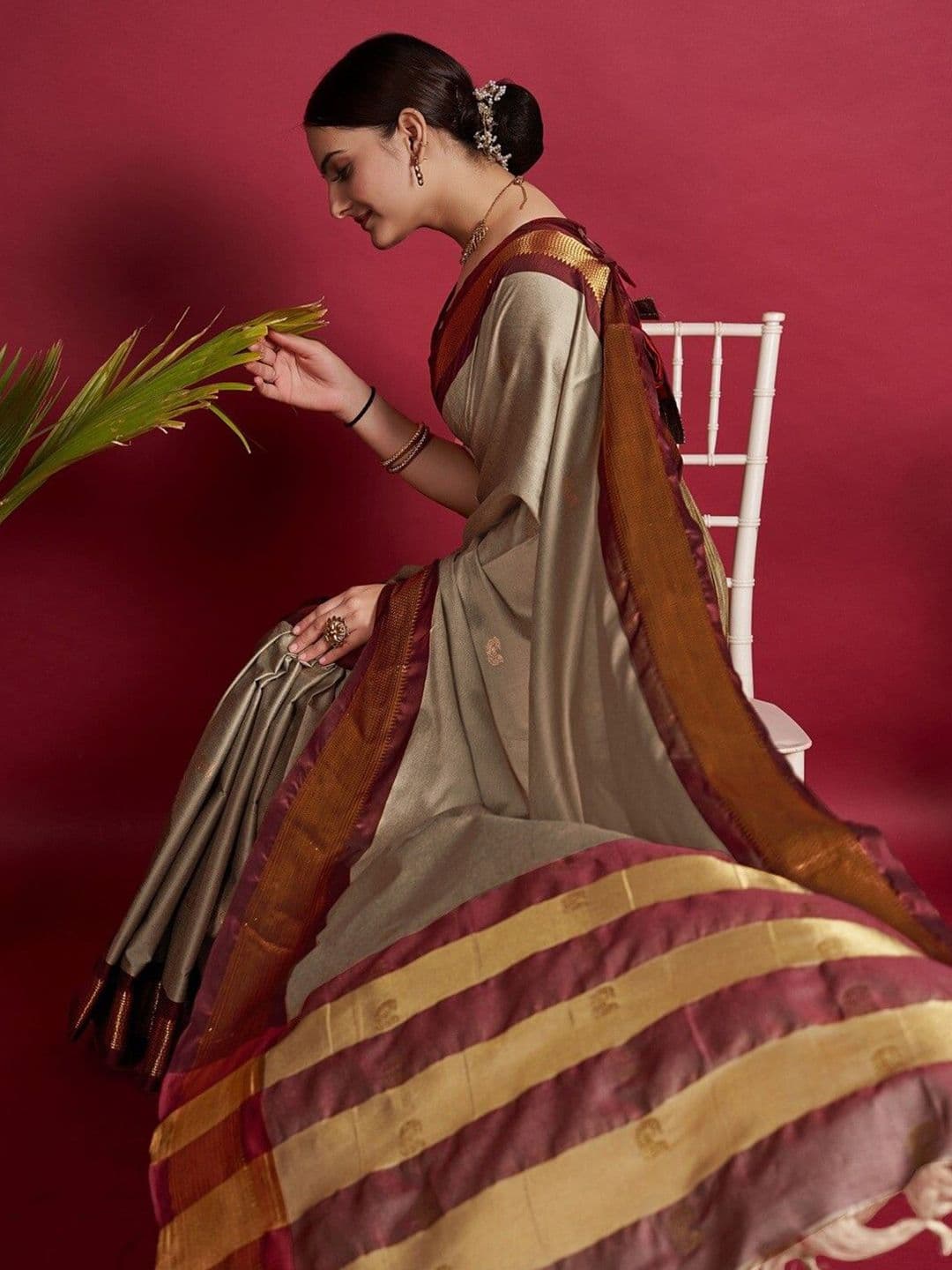 yourwish Woven Design Zari Silk Cotton Ikat Saree - view 1