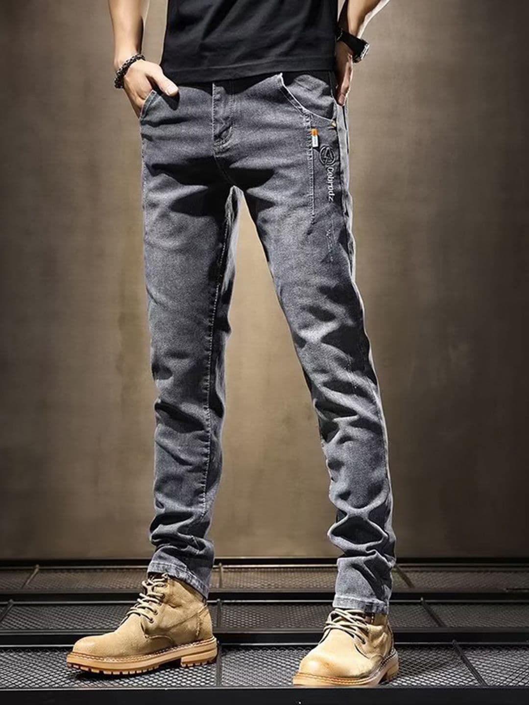 Mast & Harbour Men Cotton Skinny Fit Heavy Fade Low Distress Dark Shade Jeans - view 1