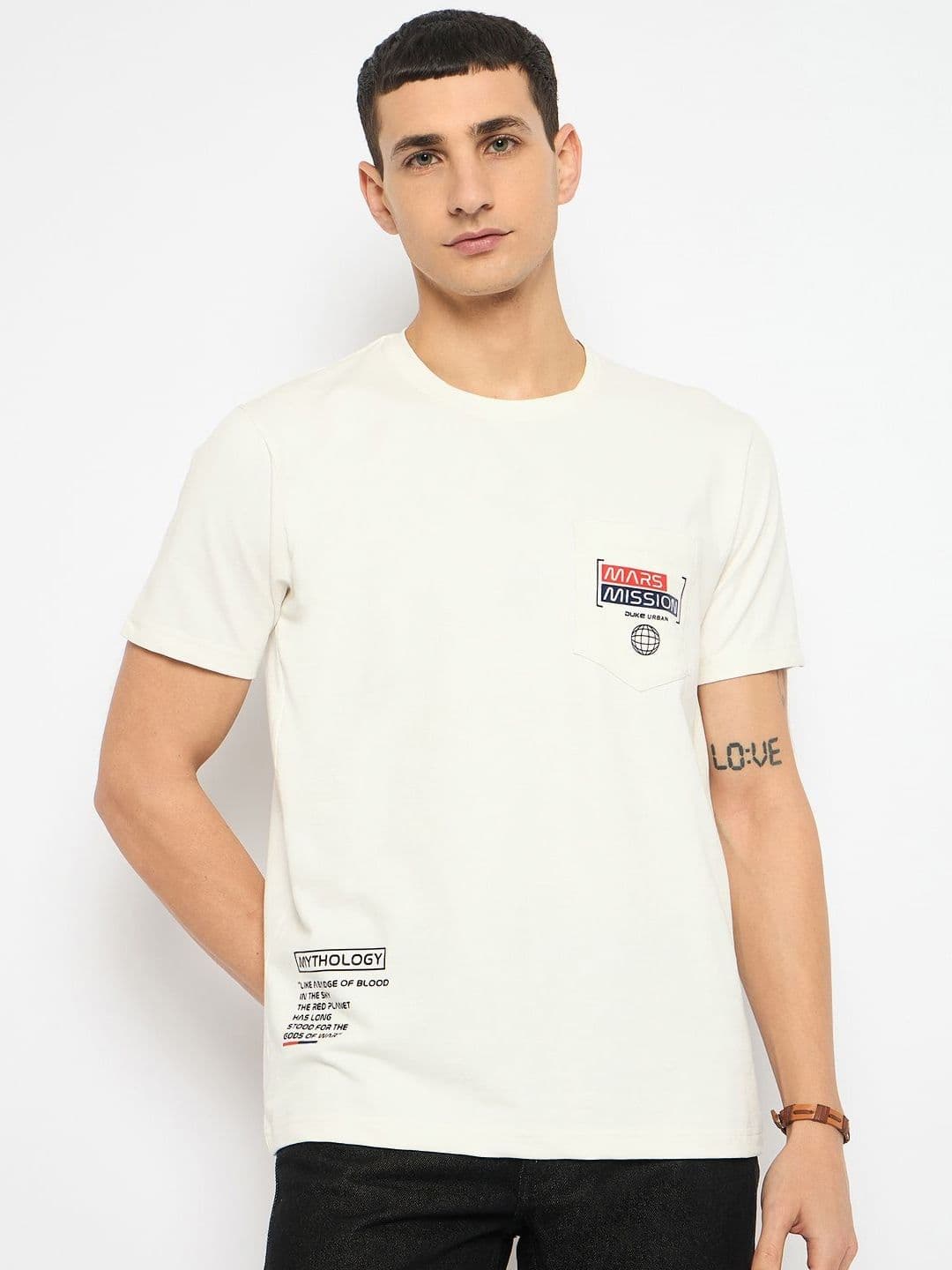 Duke Men Typography Printed Round Neck Cotton T-shirt - view 1