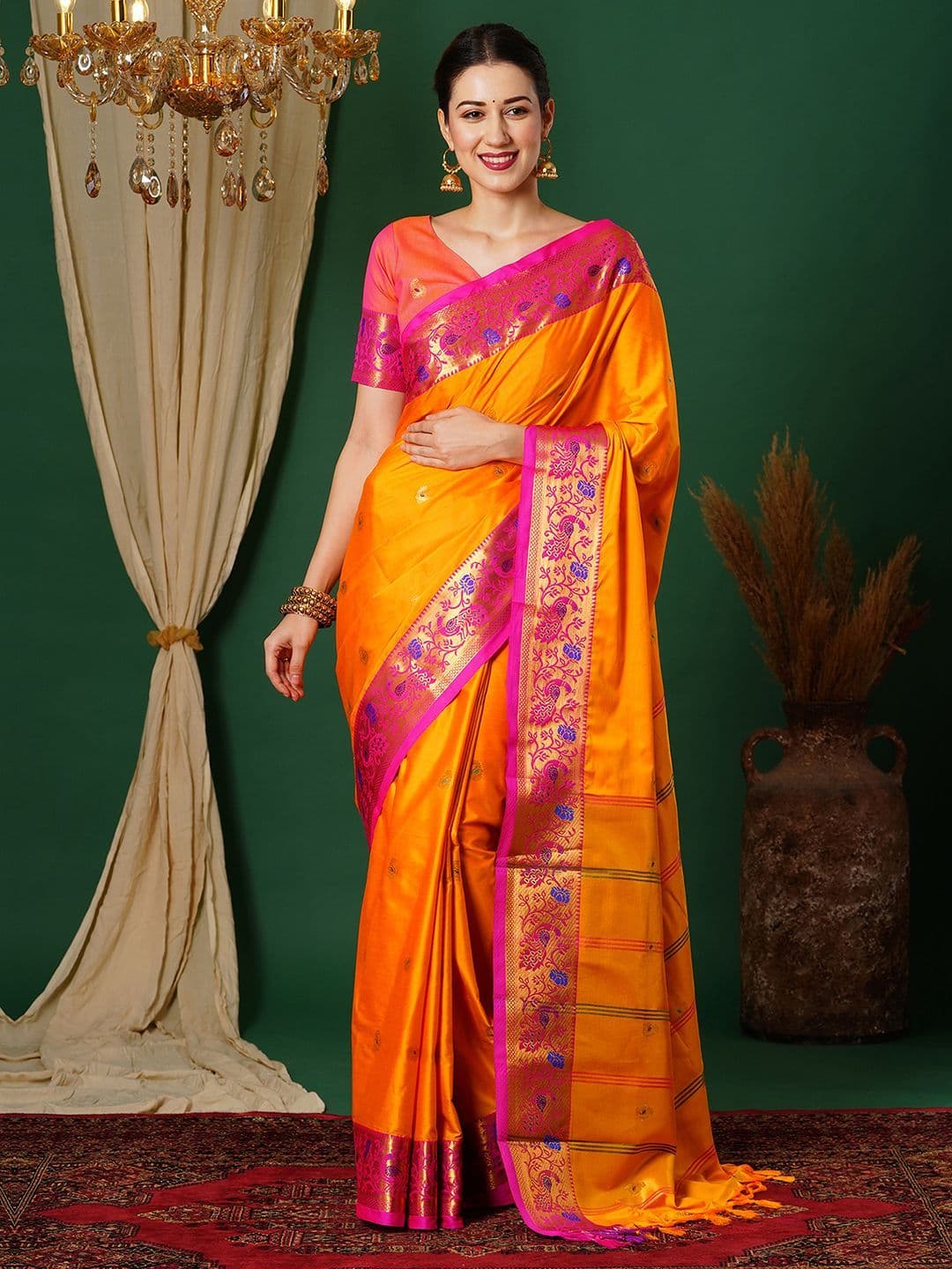 Sangria Woven Design Saree With Blouse Piece - view 1