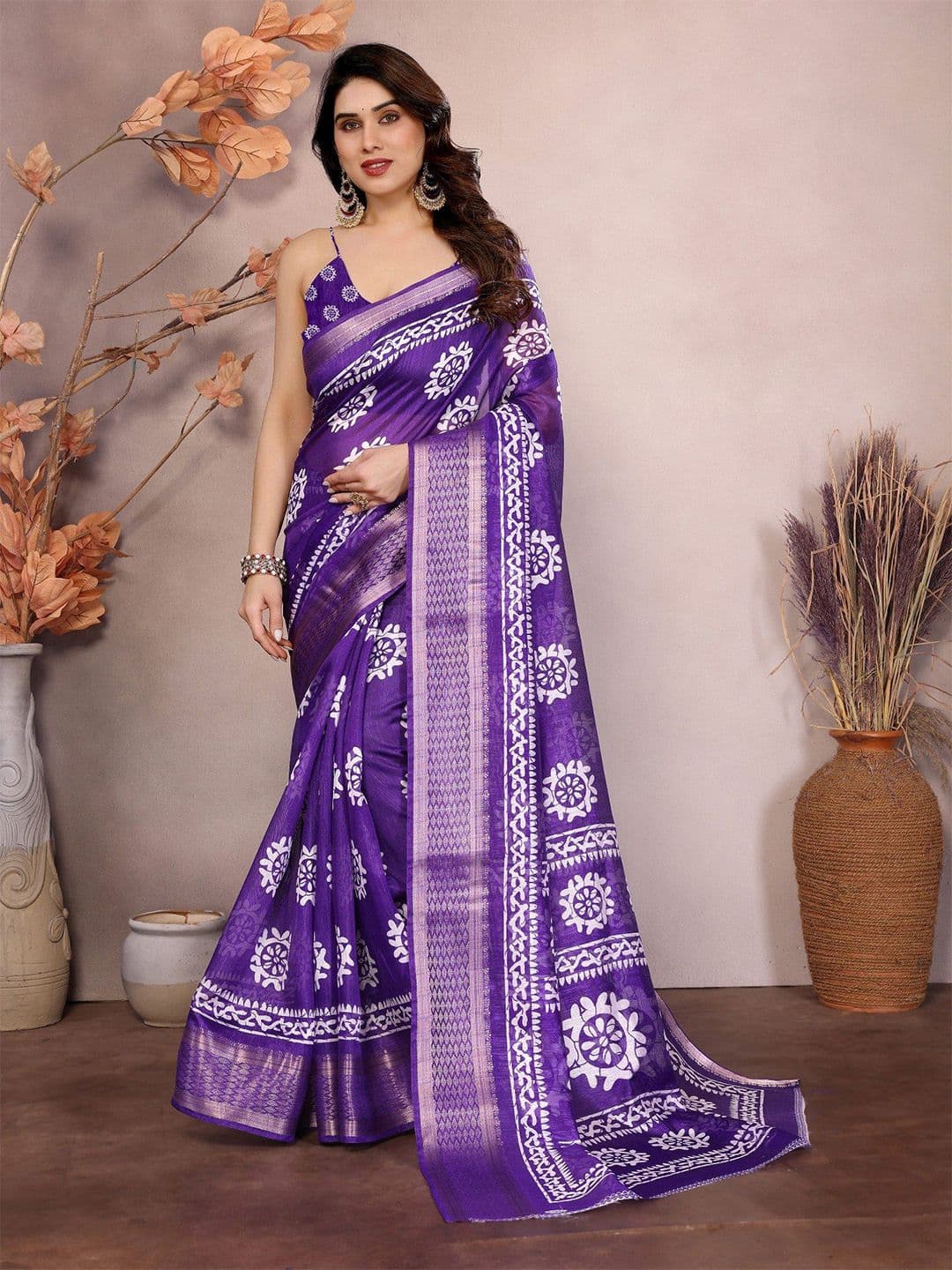 Moda Rapido Floral Zari Saree - view 1