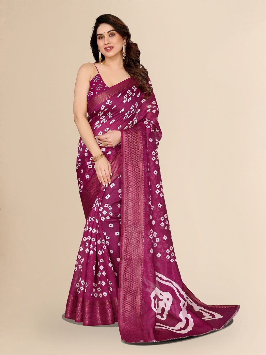 Moda Rapido Bandhani Zari Saree - view 1