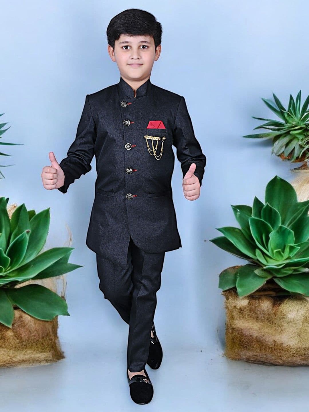 Qitty Boys Mandarin Collar Sherwani