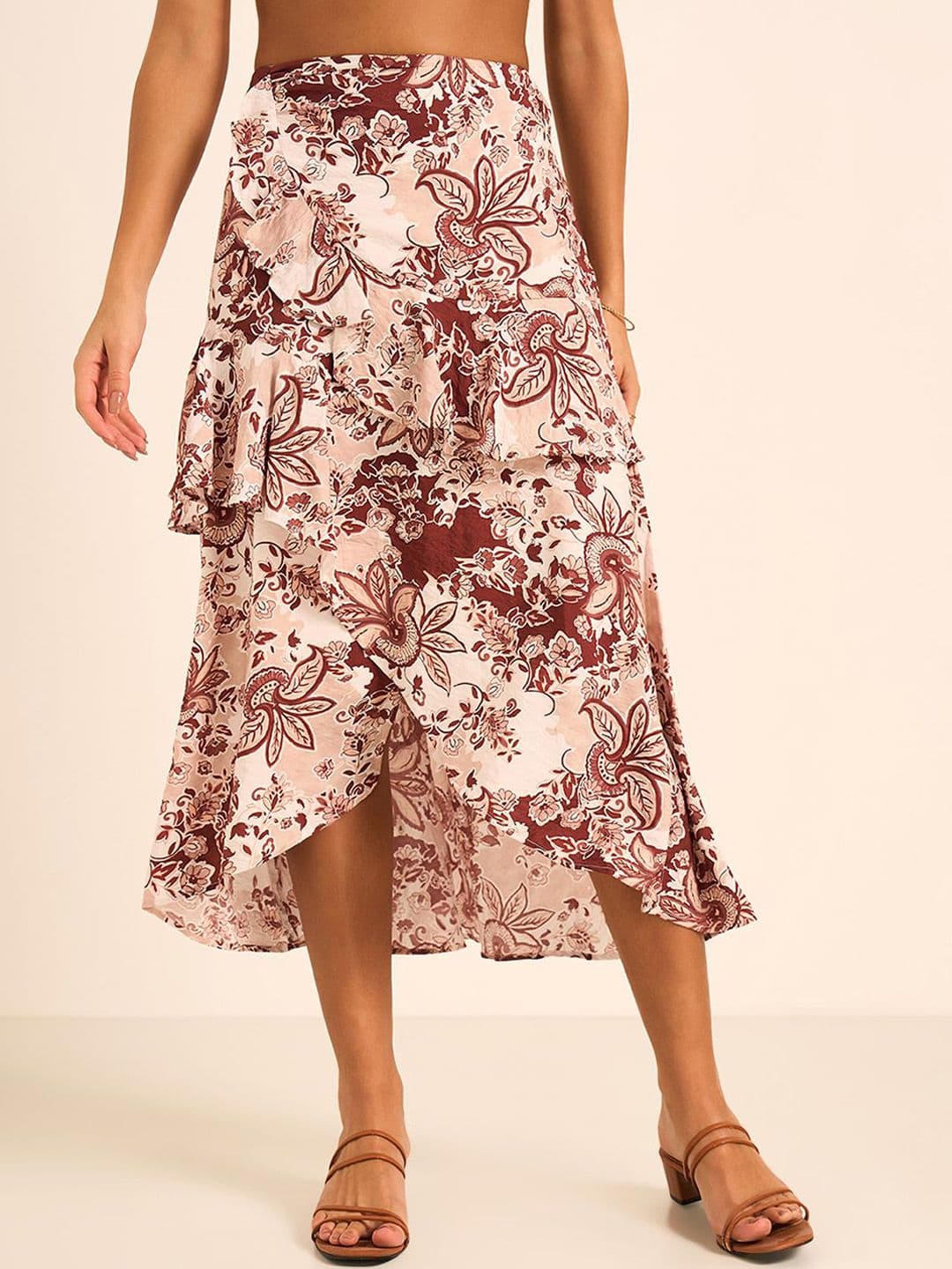Honey by Pantaloons Printed Flared Midi Skirt - view 1