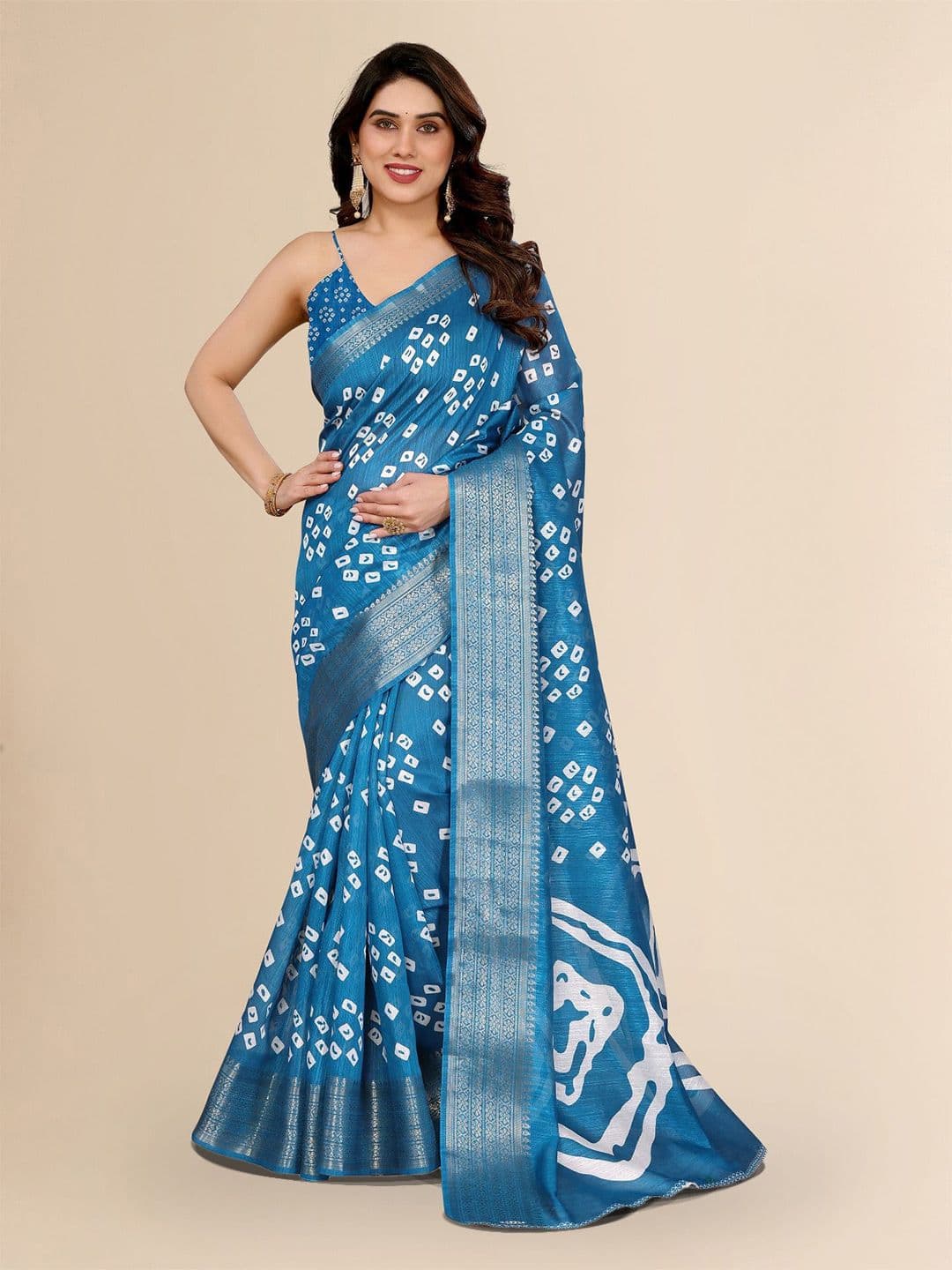 Moda Rapido Bandhani Zari Saree - view 1