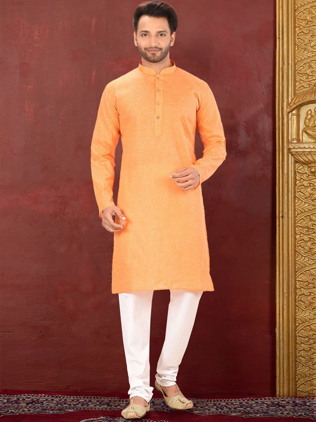 RANAK Geometric Woven Mandarin Collar Kurta - view 1
