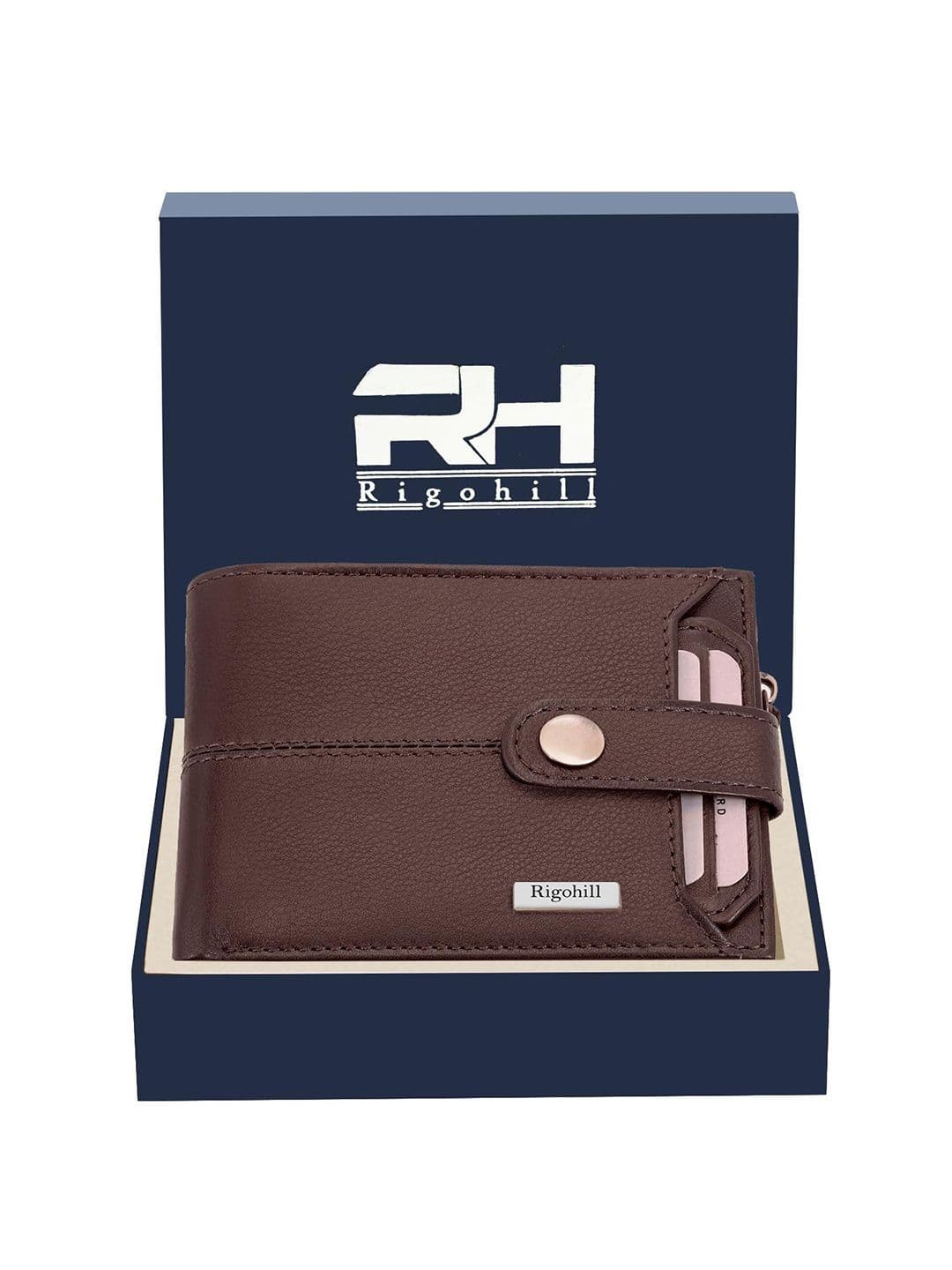 Rigohill Men Doger Brown RFID Protected Leather Two Fold Wallet - view 1