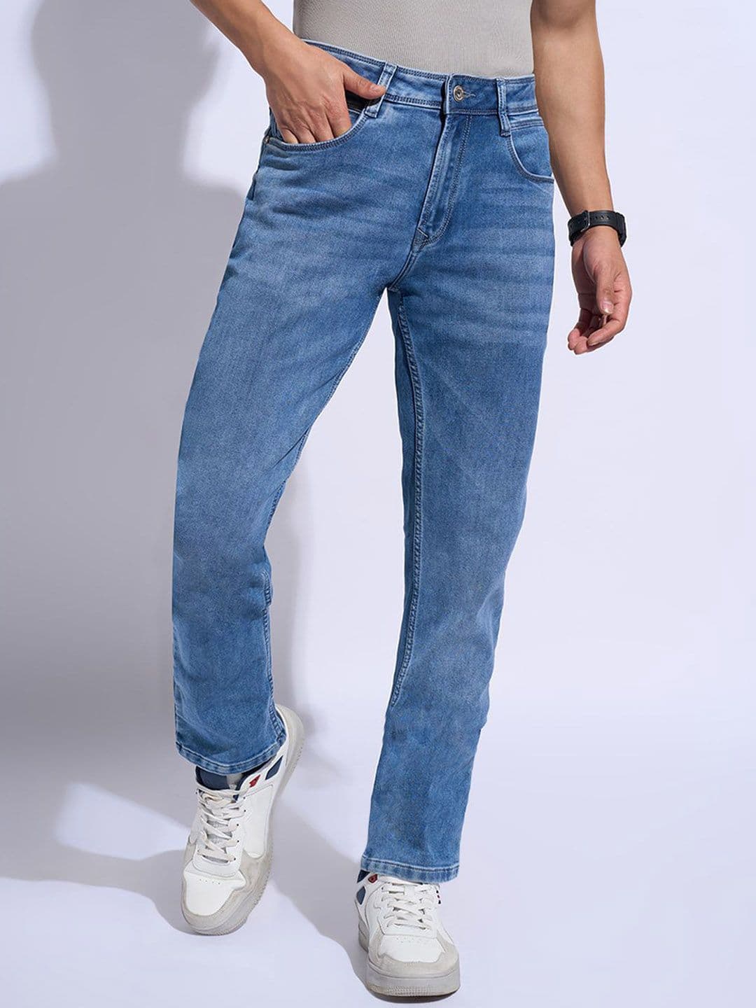 SF JEANS by Pantaloons Men Slim Fit Slash Knee Heavy Fade Jeans - view 1
