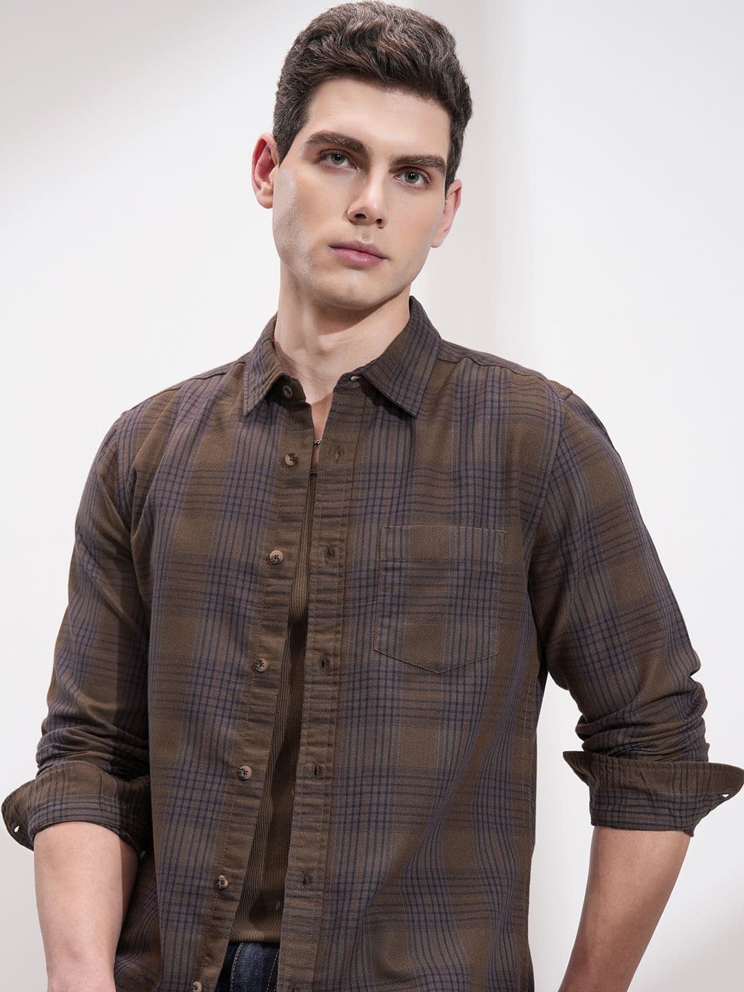 HIGHLANDER Men Slim Fit Opaque Checked Casual Shirt - view 1