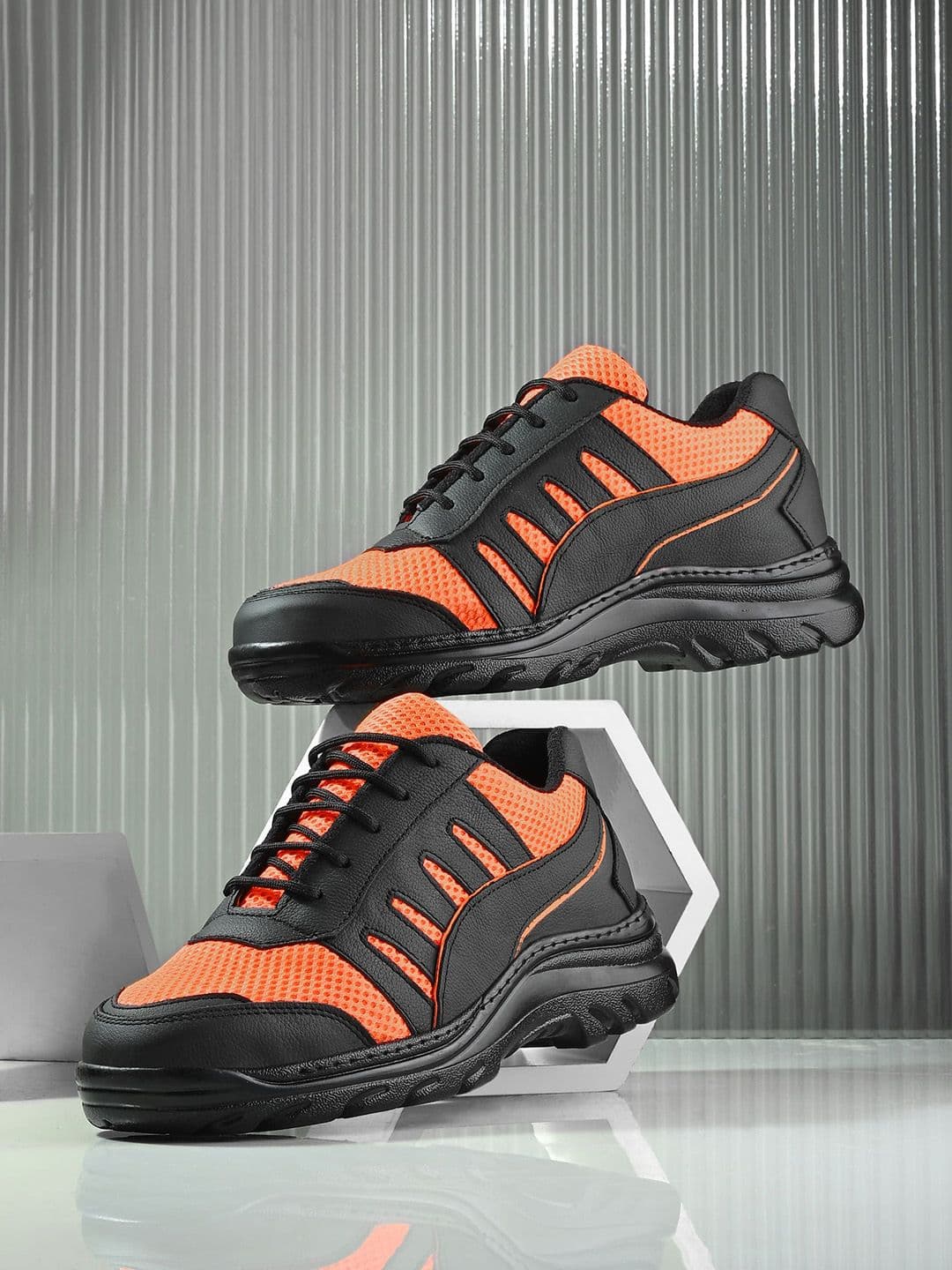 Eego Italy Men Color-Block Steel Toe Safety Lace Up Sports Shoes - view 1