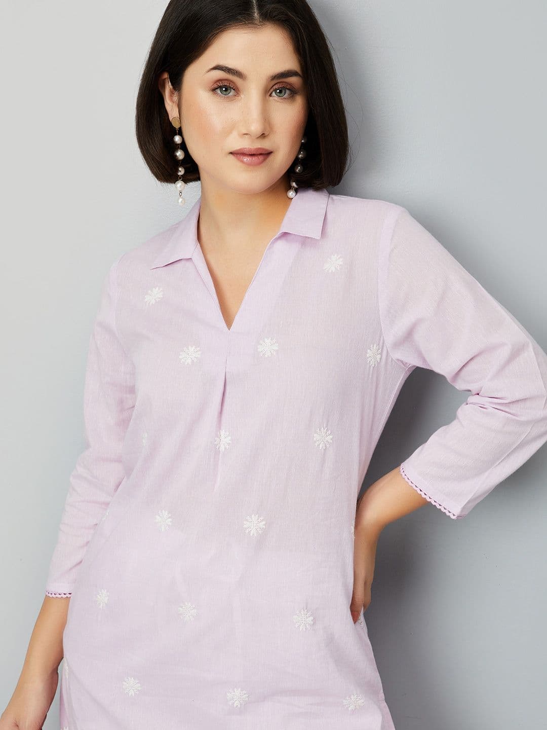 max Patchwork Shirt Collar Straight Kurta - view 1