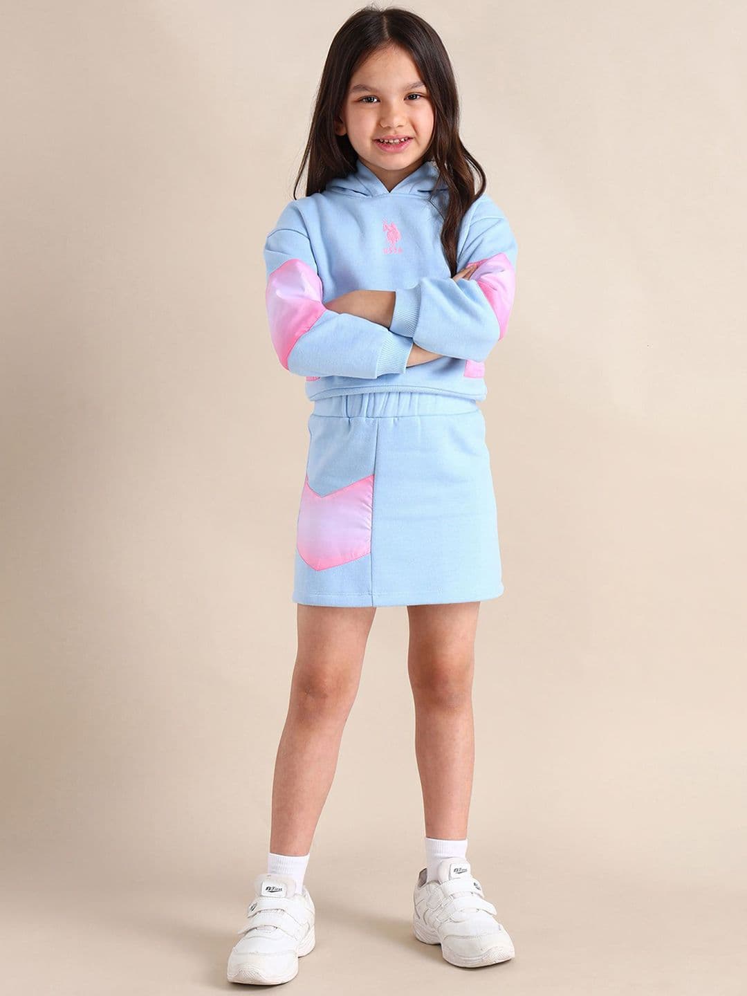 U.S. Polo Assn. Kids Girls Colorblocked Pure Cotton A-Line Skirt - view 1