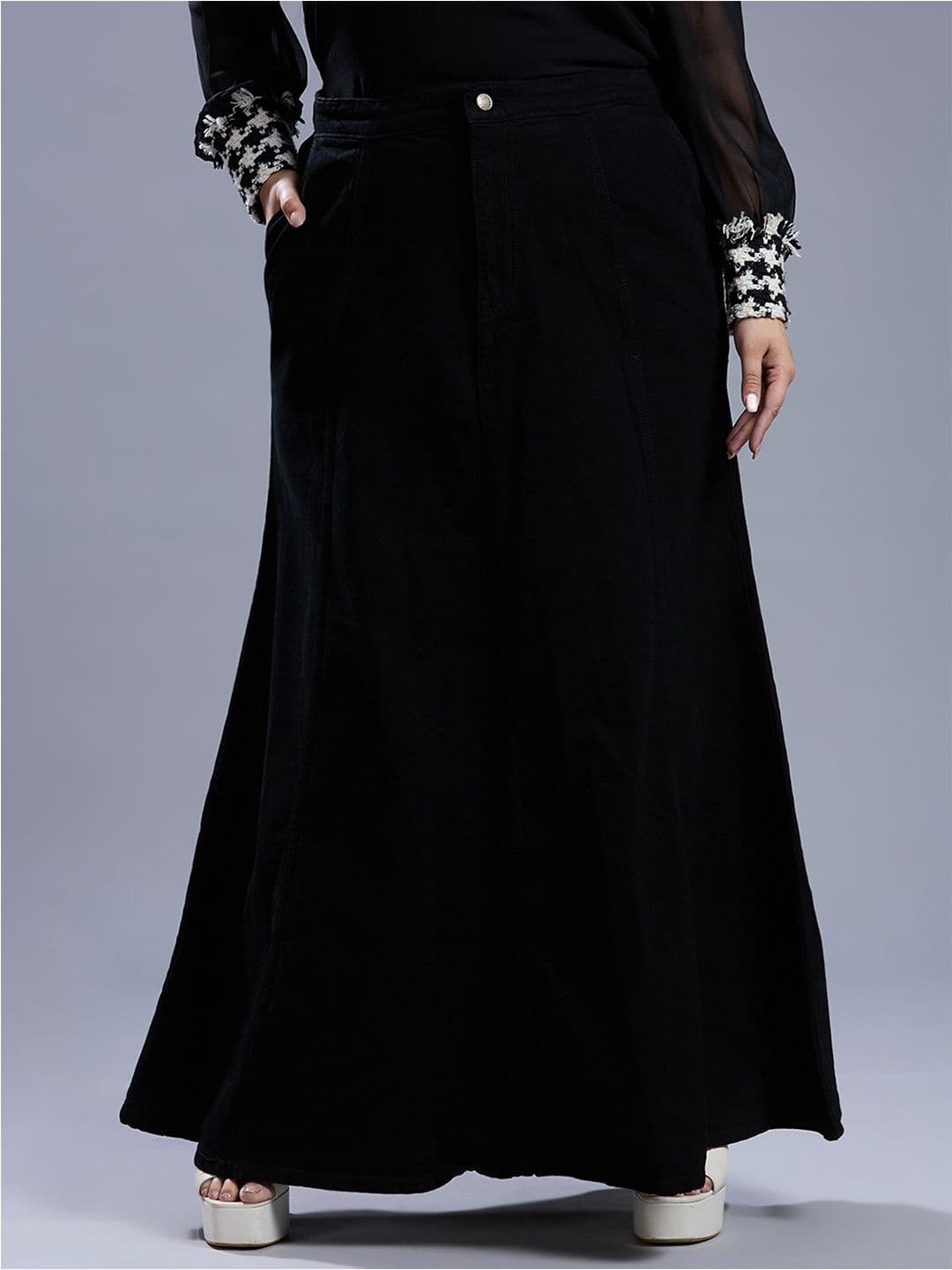 Turning Blue Pure Cotton A-Line Maxi Skirt - view 1