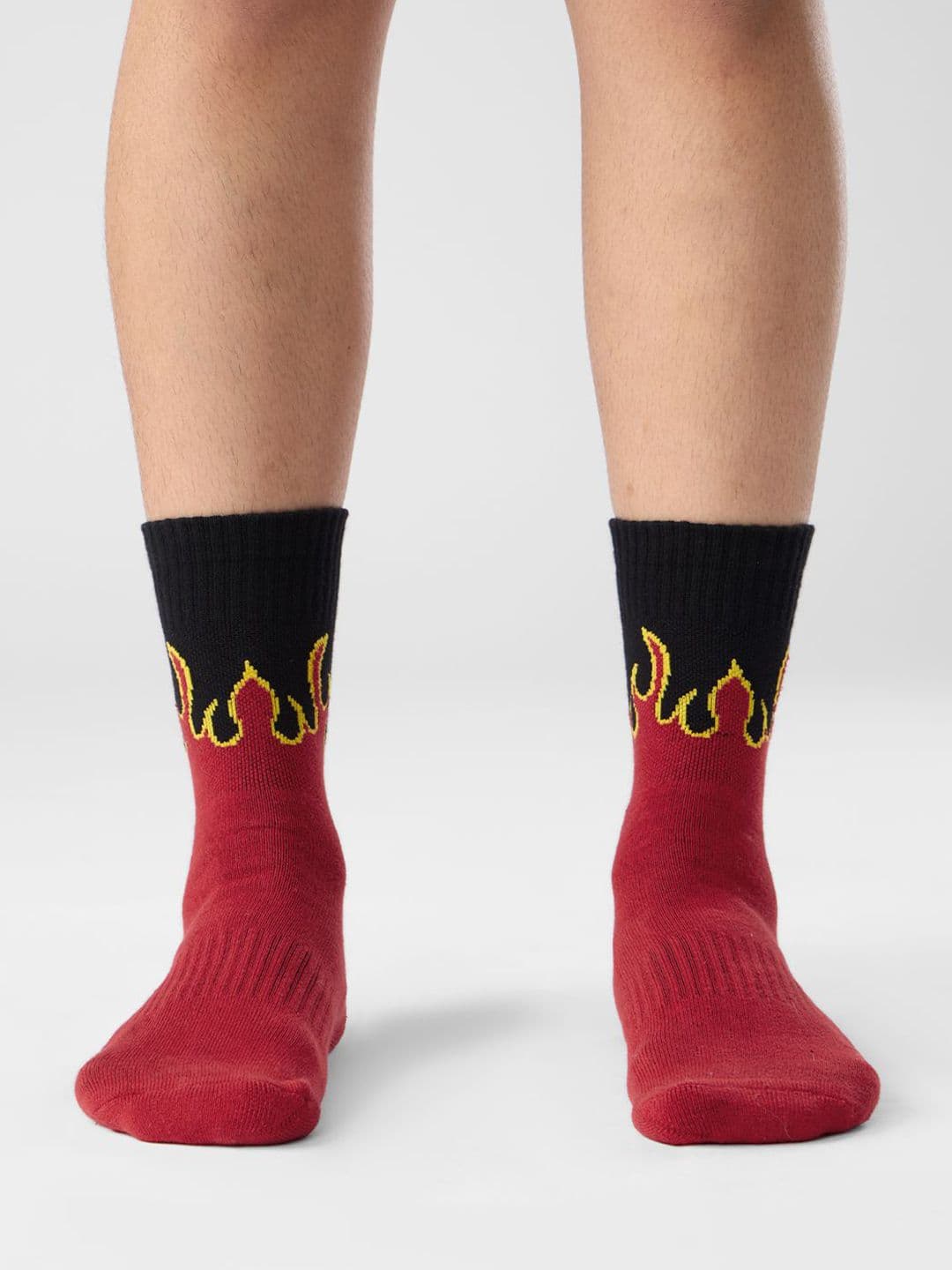 The Souled Store Men's Red Black Flame Print Crew Length Socks - view 1