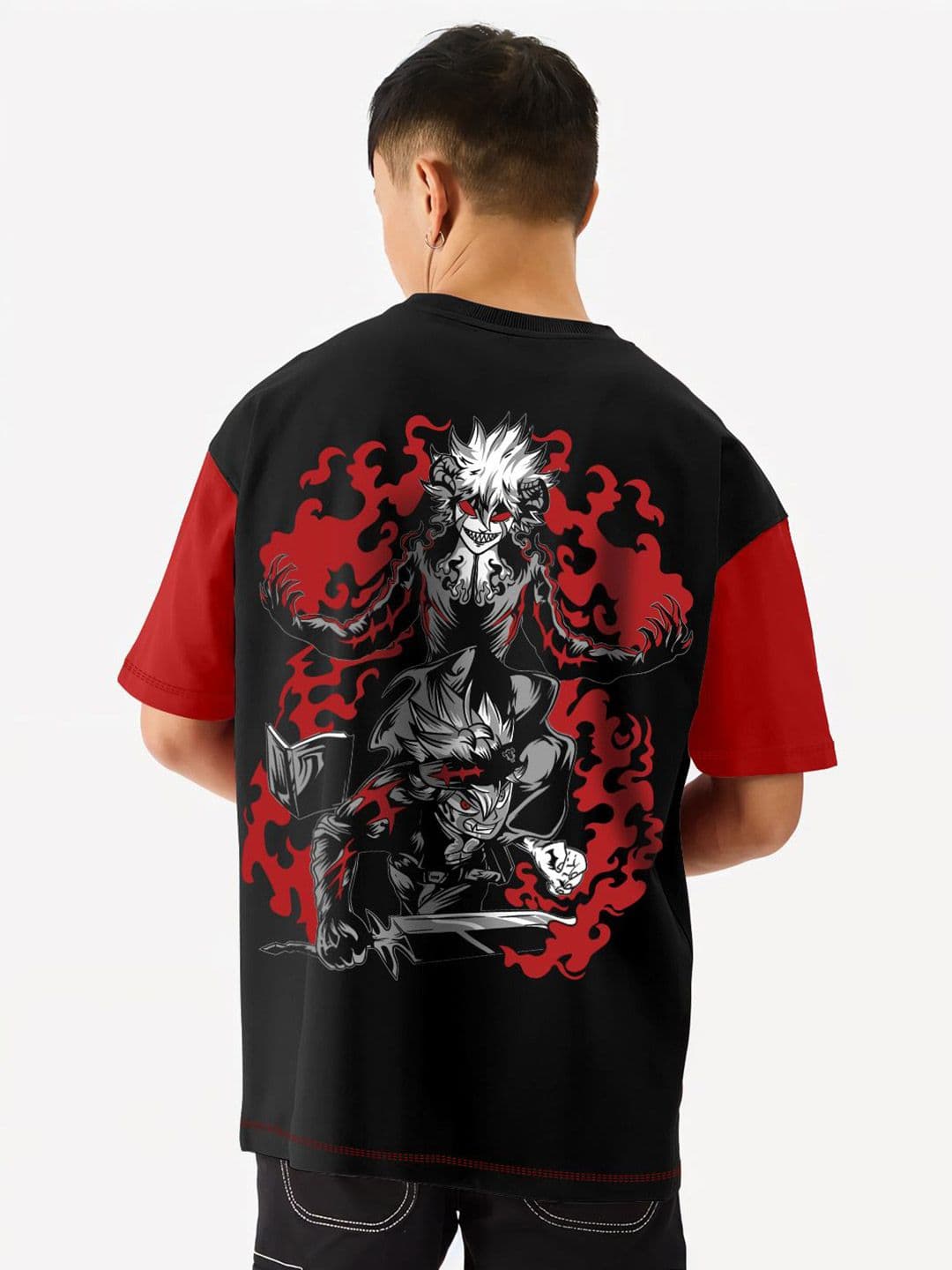 Crazymonk Asta Clover Graphic Cotton Round Neck Short Sleeves Oversized T-shirt - view 1