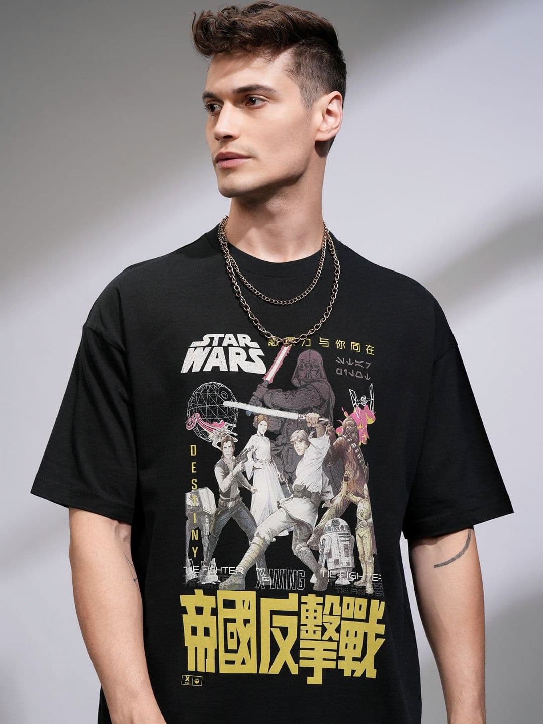 HIGHLANDER Men Star Wars Printed Drop Shoulder Sleeves Tshirt - view 1