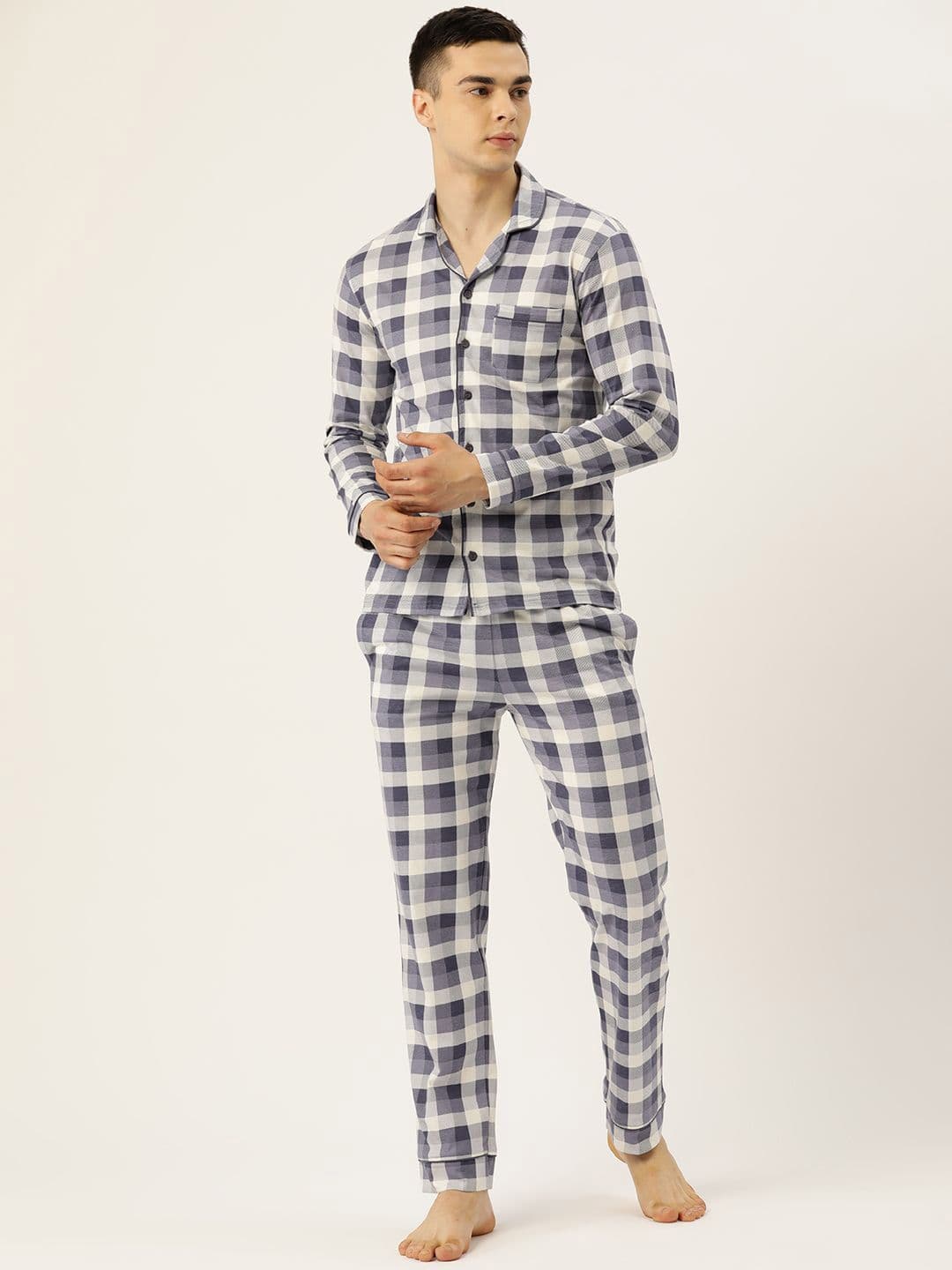 Nite Flite Men Checked Night suit - view 1