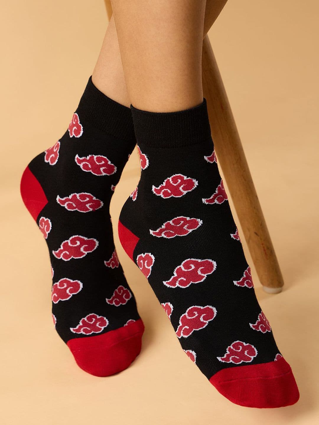 The Souled Store Men's Black Red Naruto Printed Crew Length Socks - view 1