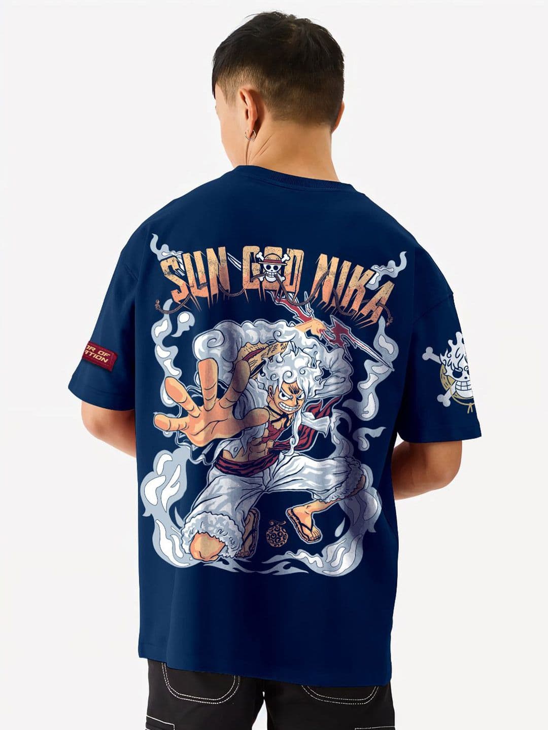 Crazymonk Warrior Liberation Graphic Cotton Round Neck Short Sleeves Oversized T-shirt - view 1