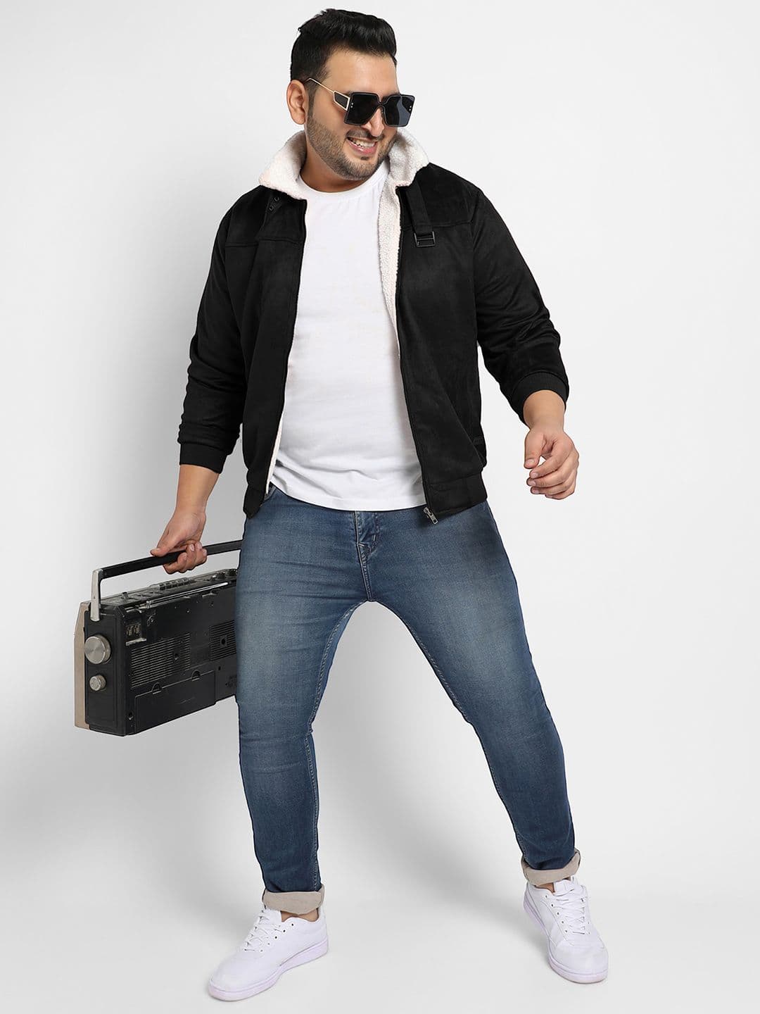 Instafab Plus Men Suede Lightweight Biker Jacket - view 1