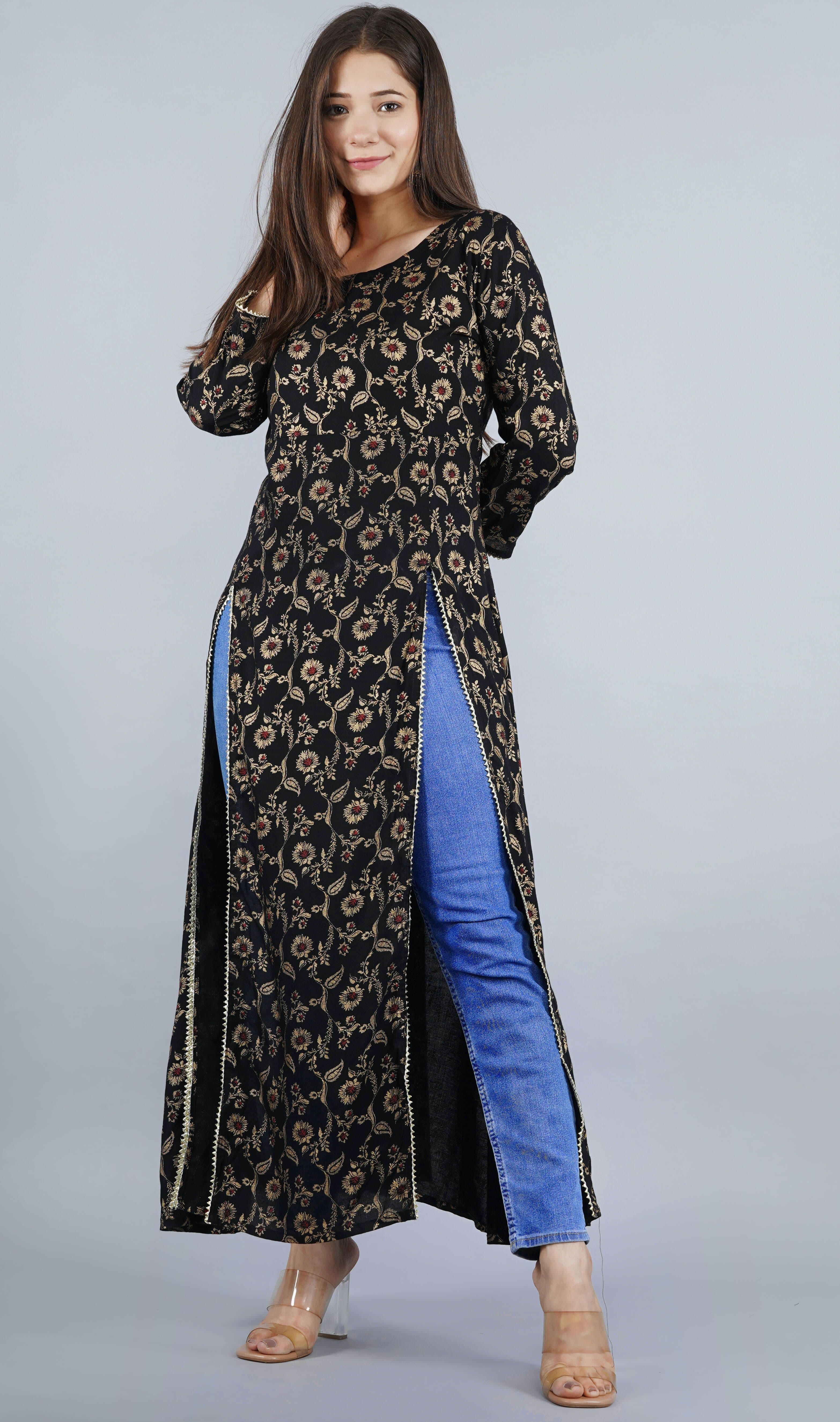 Shedika Women Floral Printed Round Neck Straight Kurta - view 1