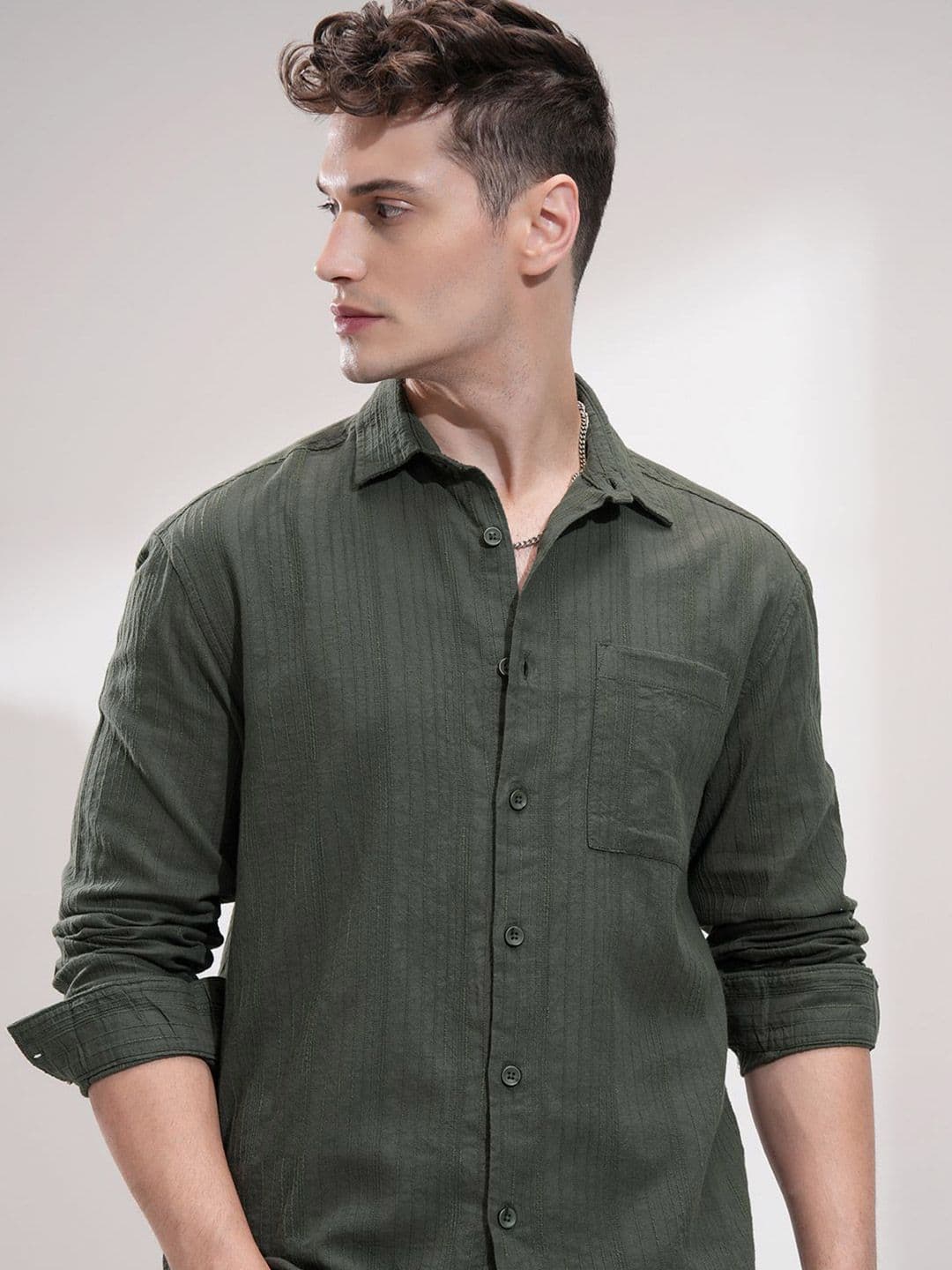 HIGHLANDER Men Opaque Striped Casual Relaxed Fit Shirt - view 1