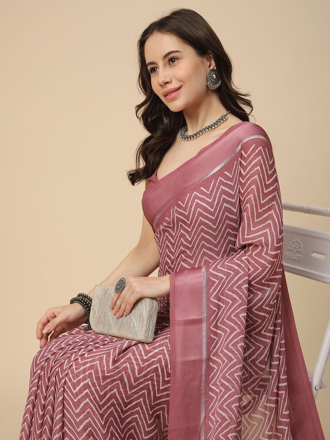 RATAN Women Satin Georgette Printed Saree With Unstitched Blouse Piece - view 1