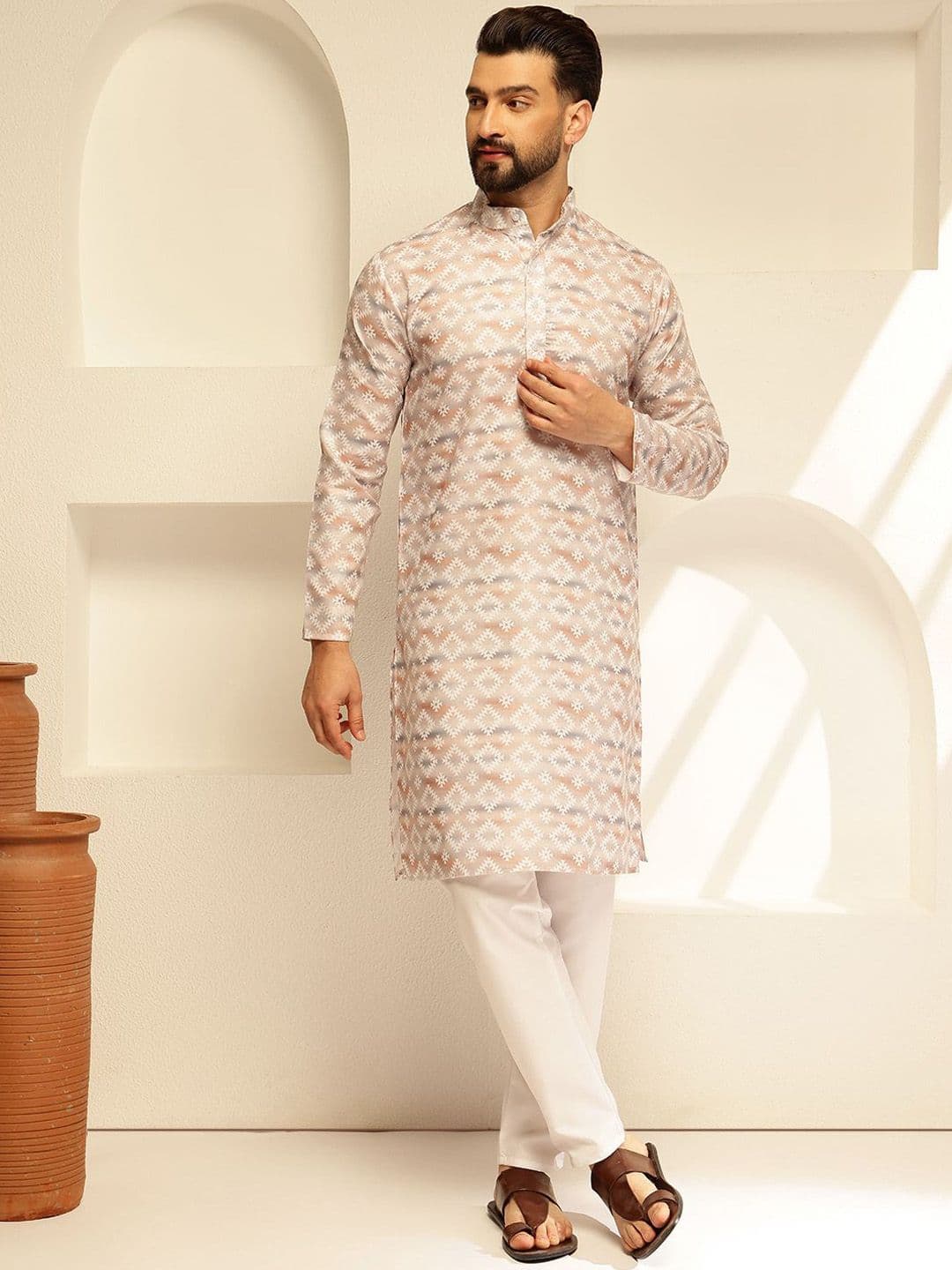 SOJANYA Geometric Printed Cotton Straight Kurta - view 1