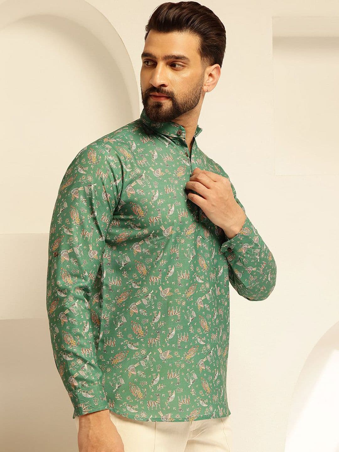 SOJANYA Animal Printed Cotton Straight Kurta - view 1