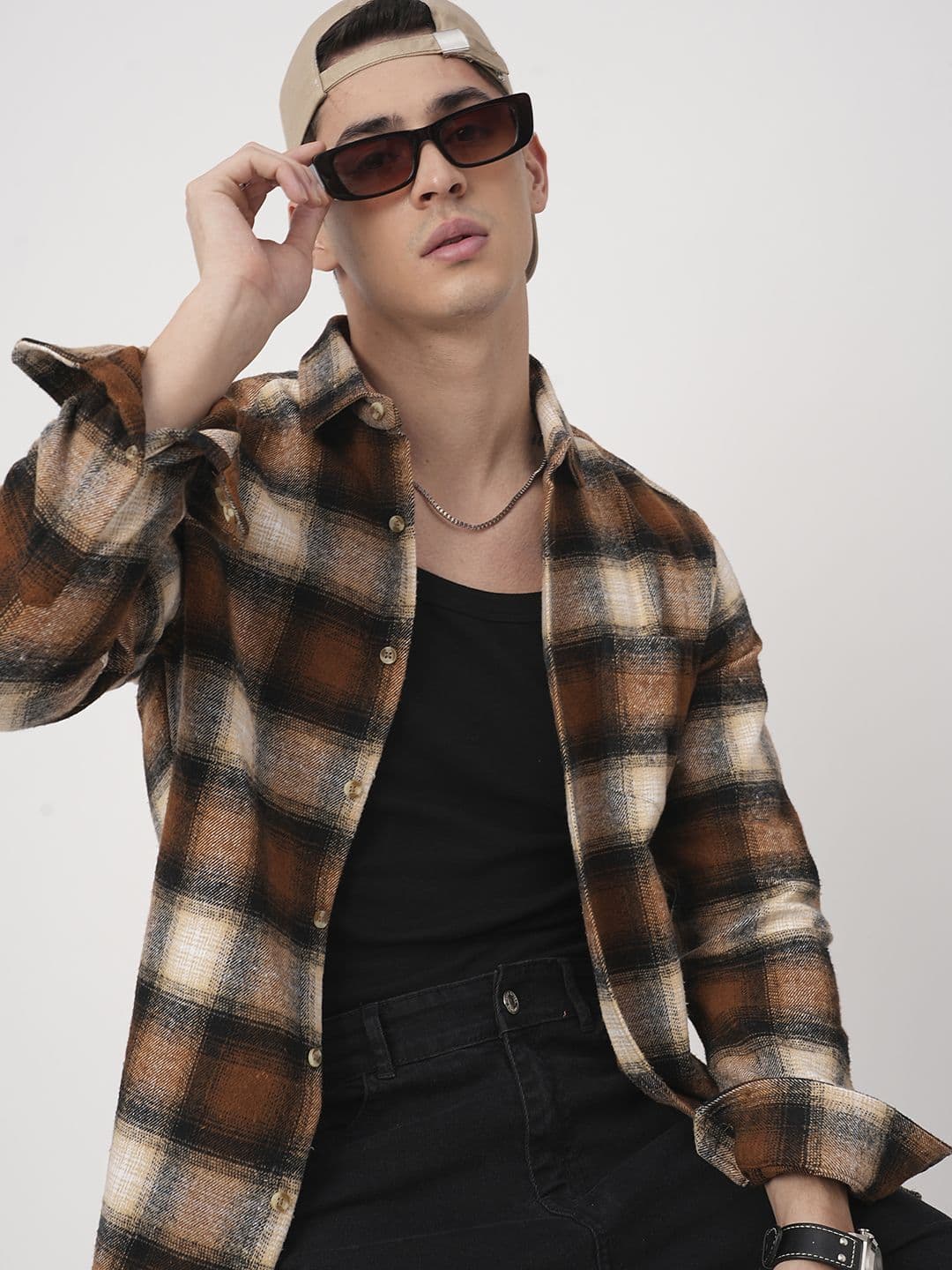 VASTRADO Super Soft Checked Cotton Long Sleeves Slim Fit Shirt - view 1