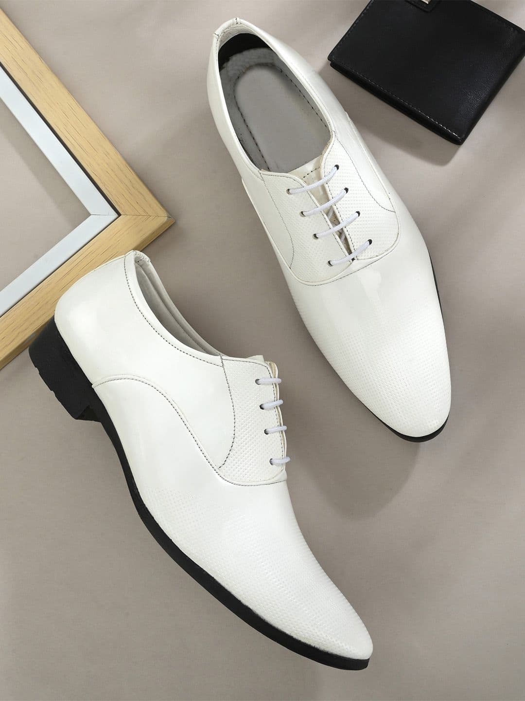 Shoe Island Men Patent Leather M5402 White Low Ankle Length PU Shoes - view 1