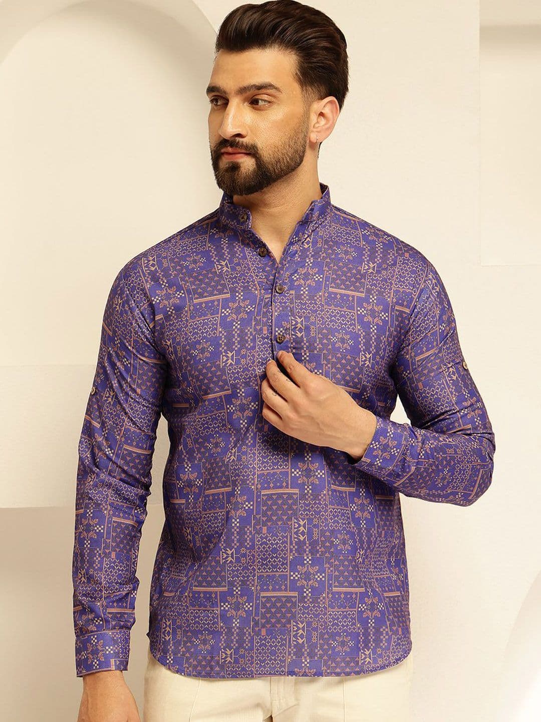 SOJANYA Geometric Printed Cotton Straight Short Kurta - view 1