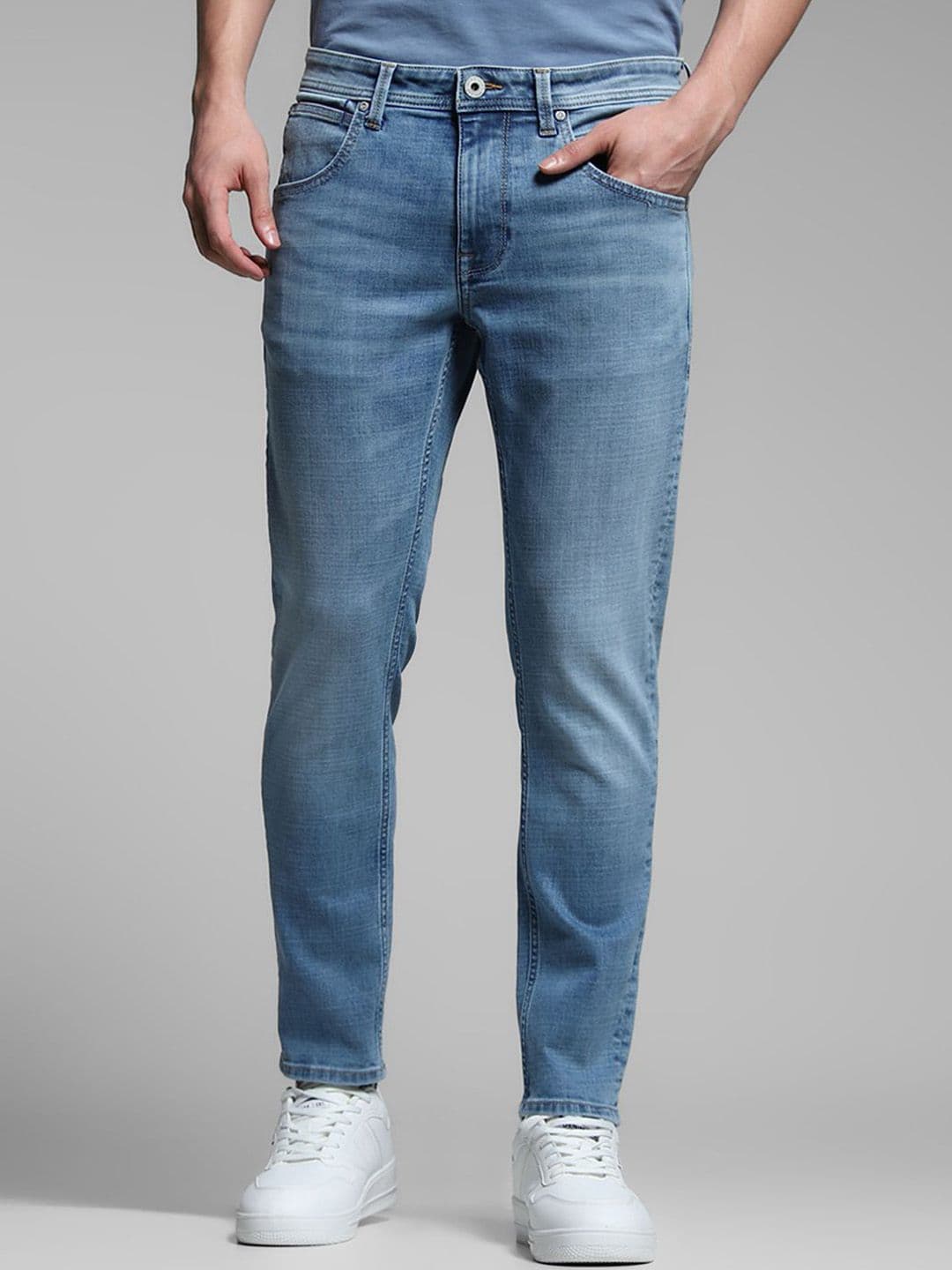 Jack & Jones Men Slim Fit Low-Rise Light Fade Stretchable Jeans - view 1