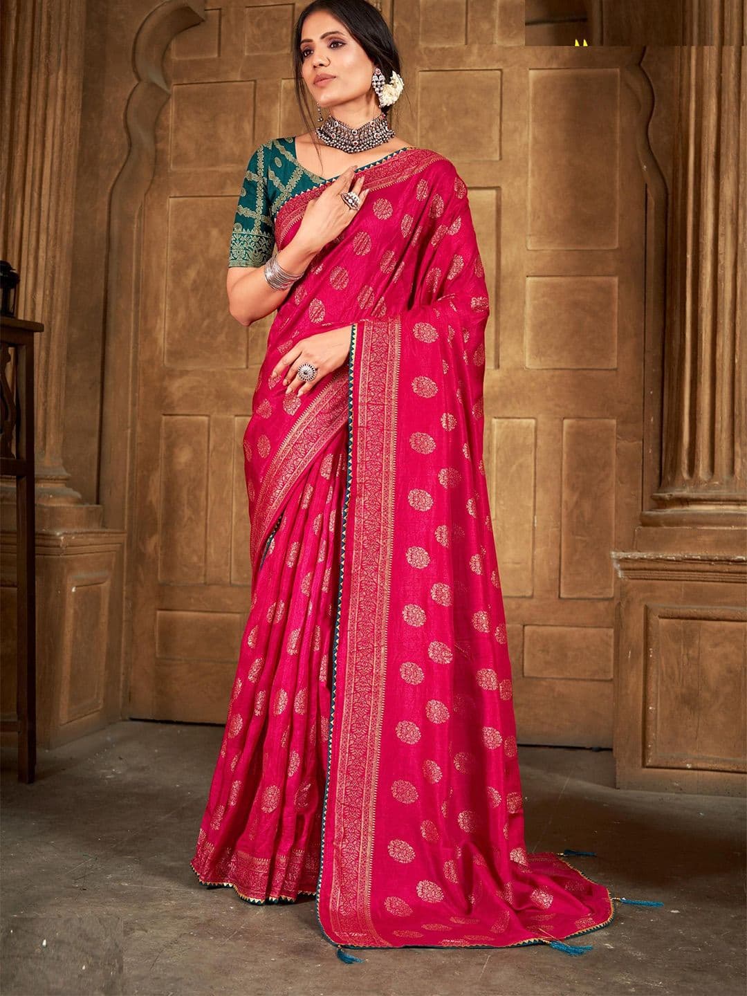 Reboot Fashions Floral Silk Blend Designer Bhagalpuri Saree - view 1