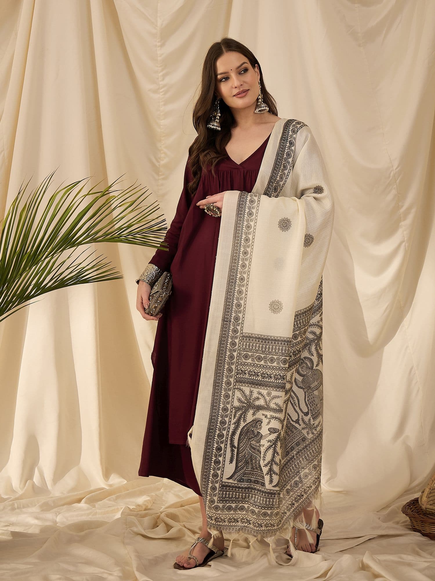 InWeave Women Regular Fusion Kurta with Palazzos & With Dupatta - view 1