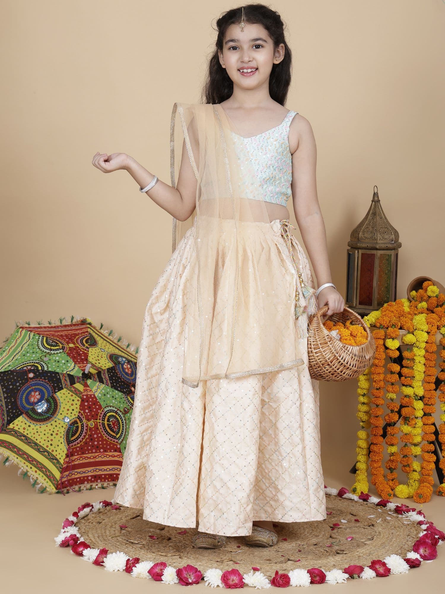 Cutiediva Embroidered Skirt & Top and Dupatta Set - view 1