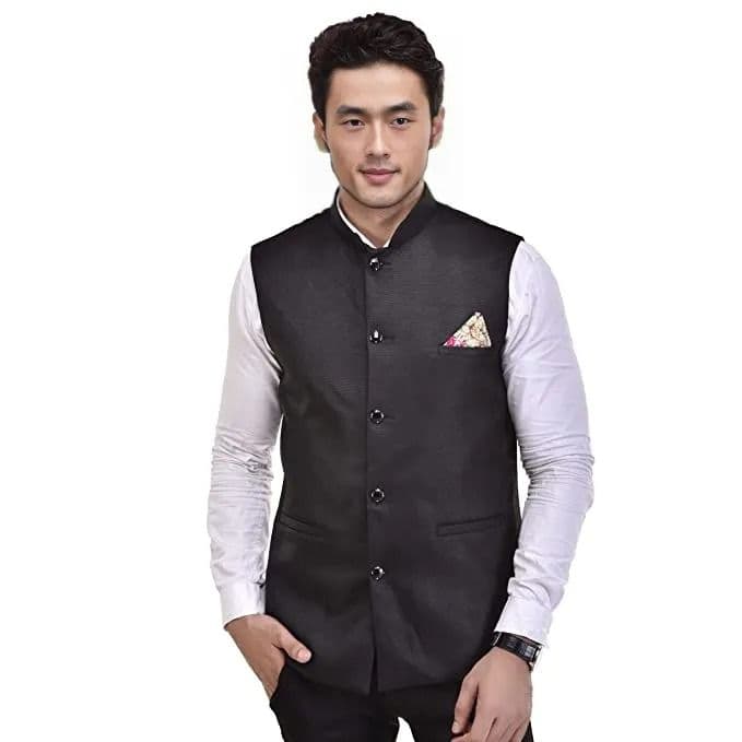 Seetoo Mandarin Collar Woven Nehru Jacket - view 1