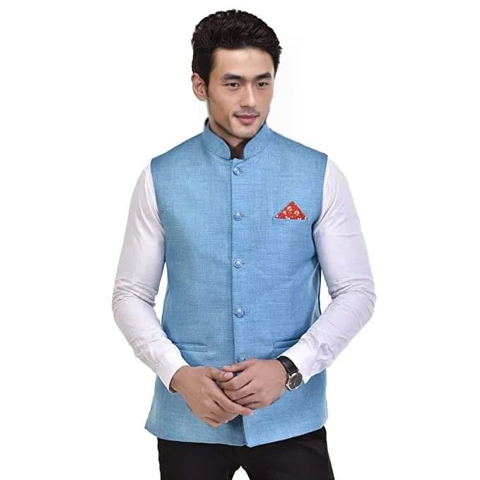 Seetoo Mandarin Collar Woven Nehru Jacket - view 1