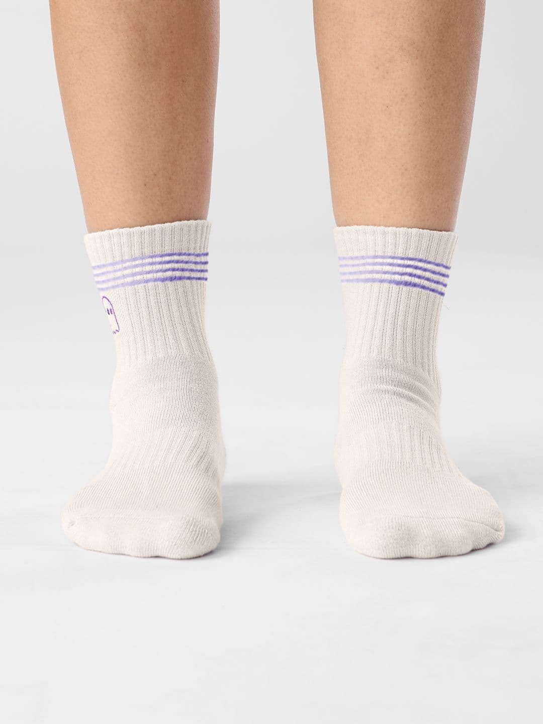 The Souled Store Unisex Soft Casual White Pastel Stripe Crew Length Socks - view 1