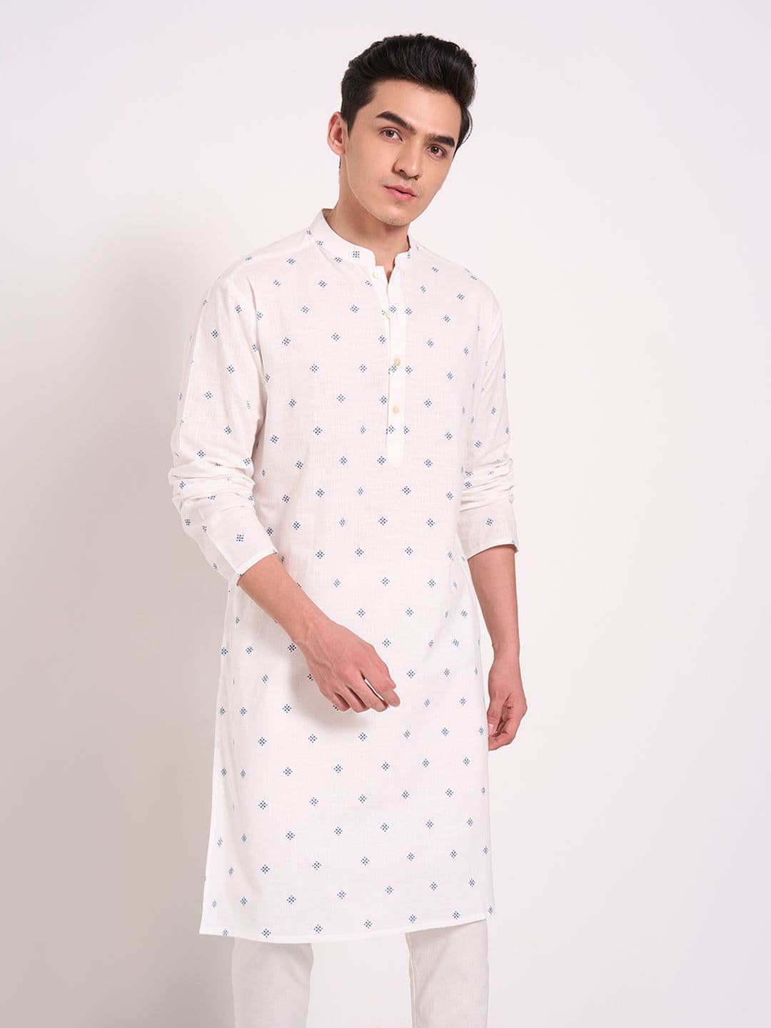indus route by Pantaloons Men Quirky Printed Thread Work Dobby Kurta - view 1