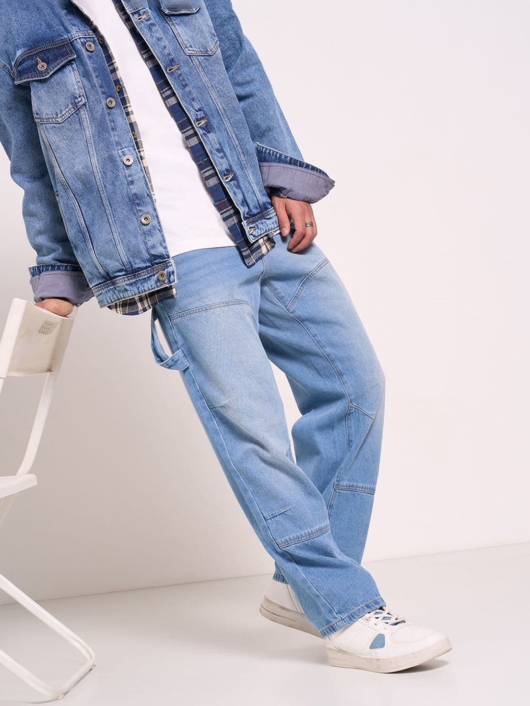SF JEANS by Pantaloons Men Flared Highly Distressed Light Fade Jeans - view 1