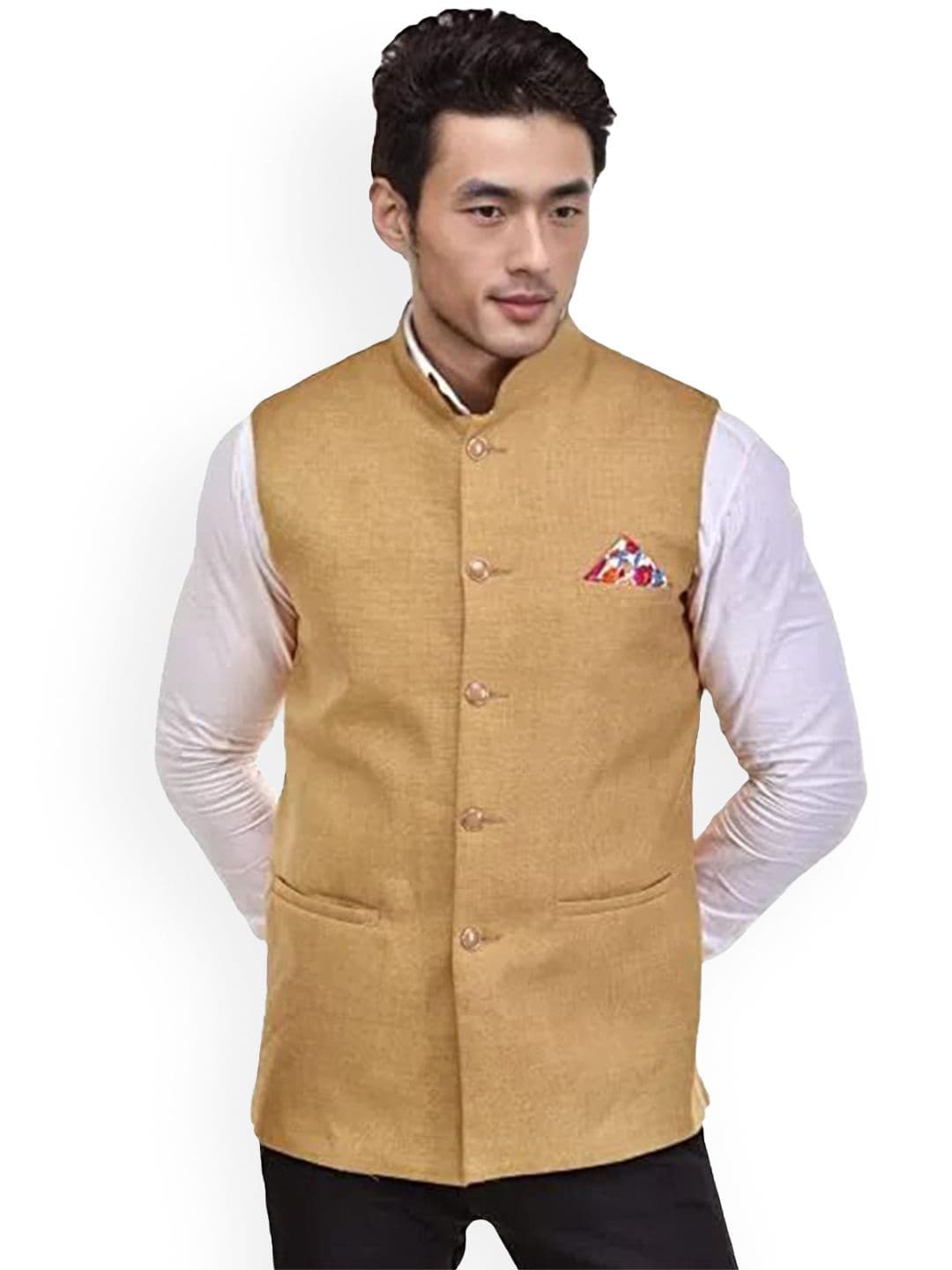 Seetoo Mandarin Collar Woven Design Nehru Jacket - view 1