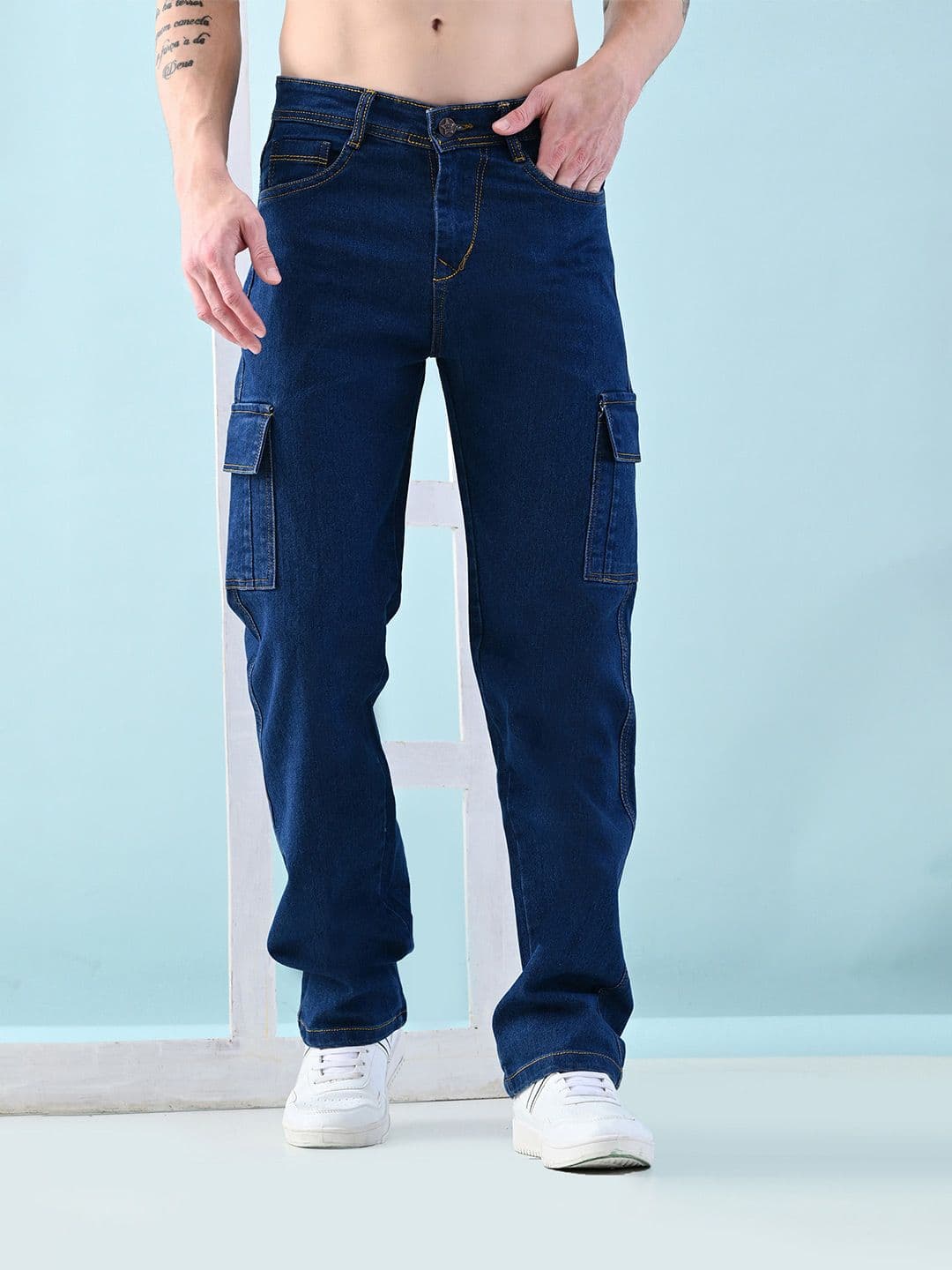 Moda Rapido Men Classic Relaxed Fit Low Distress Jeans - view 1
