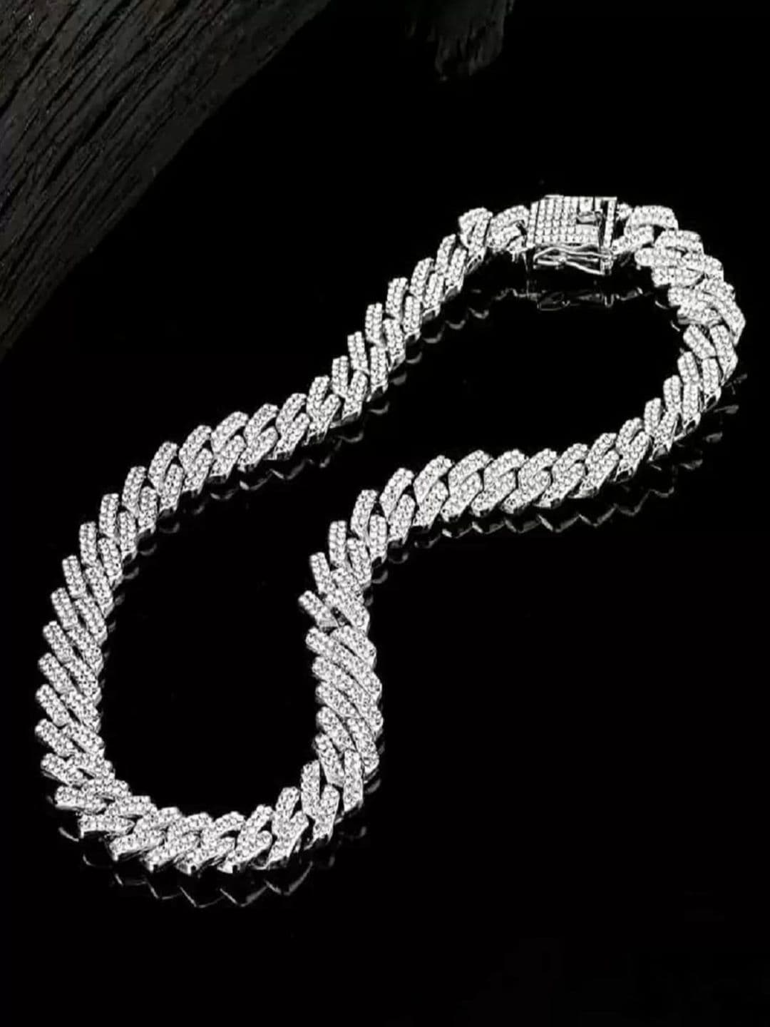The Roadster Lifestyle Co Men Silver-Plated Cubic Zirconia Studded Chain